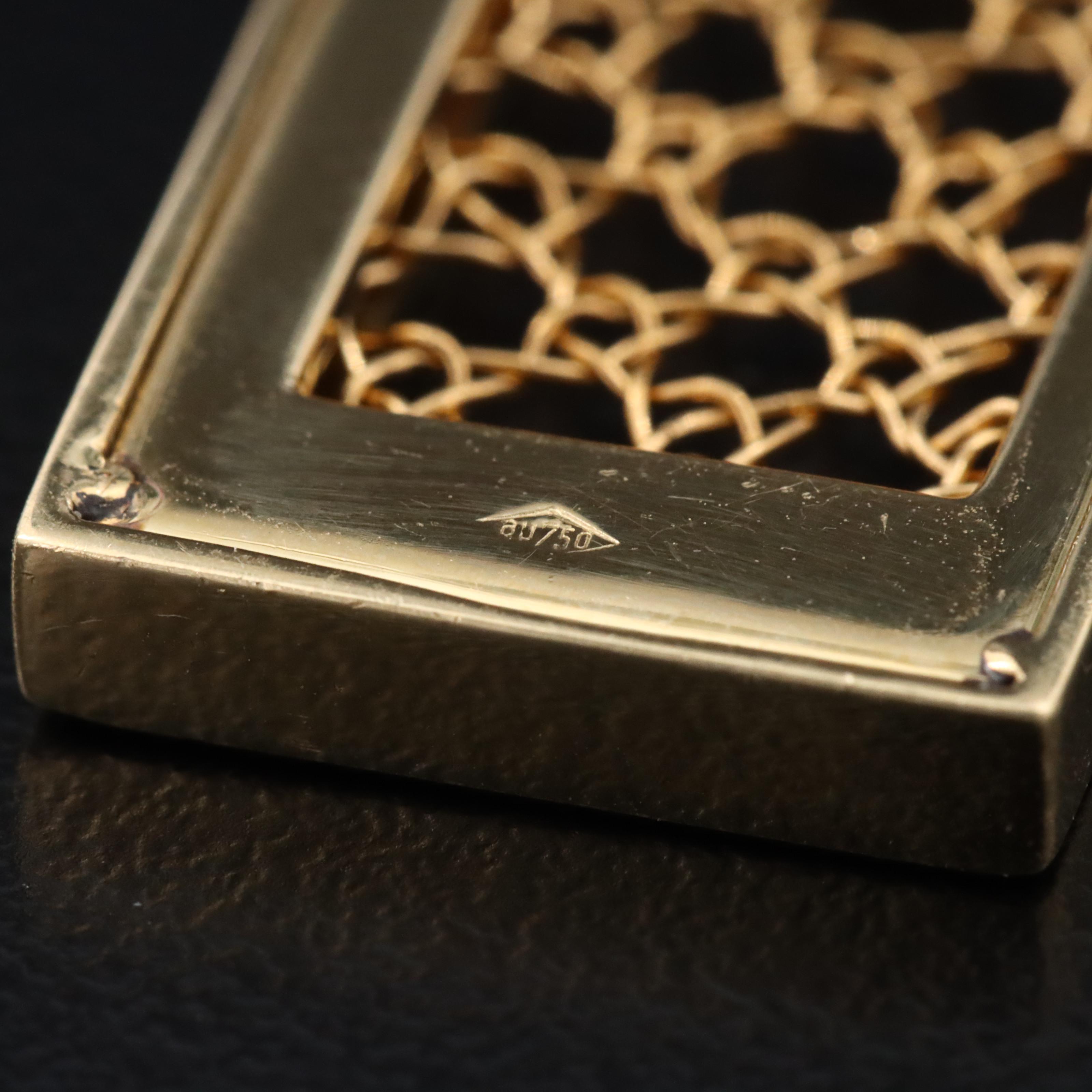 18K Rectangular Pendant with 22K Wirework Accent