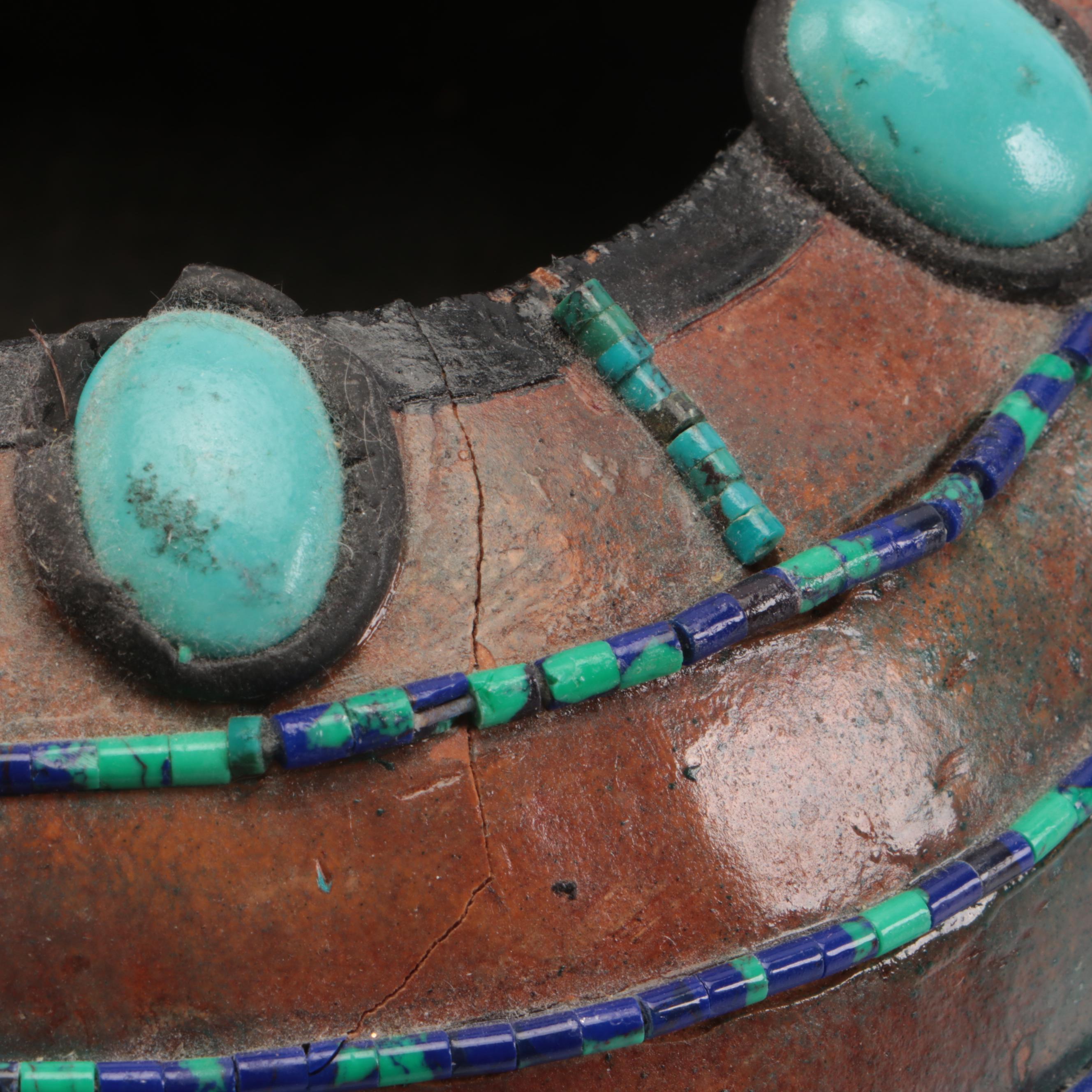 M.A. Vallo Acoma Ceramic Bud Vase with Bead and Gourd Bowl