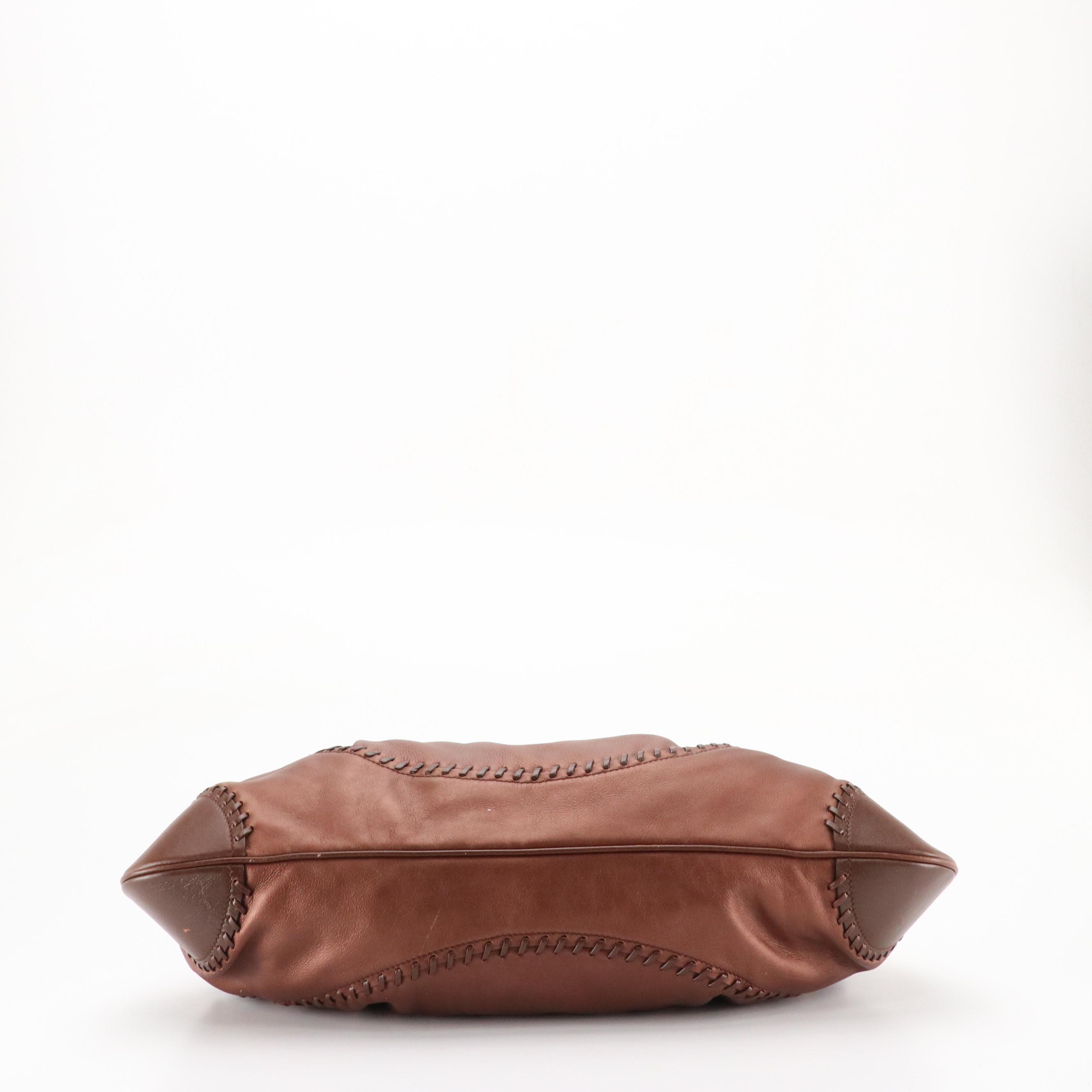 Salvatore Ferragamo Whipstitched Leather Gancini Clasp Shoulder Bag