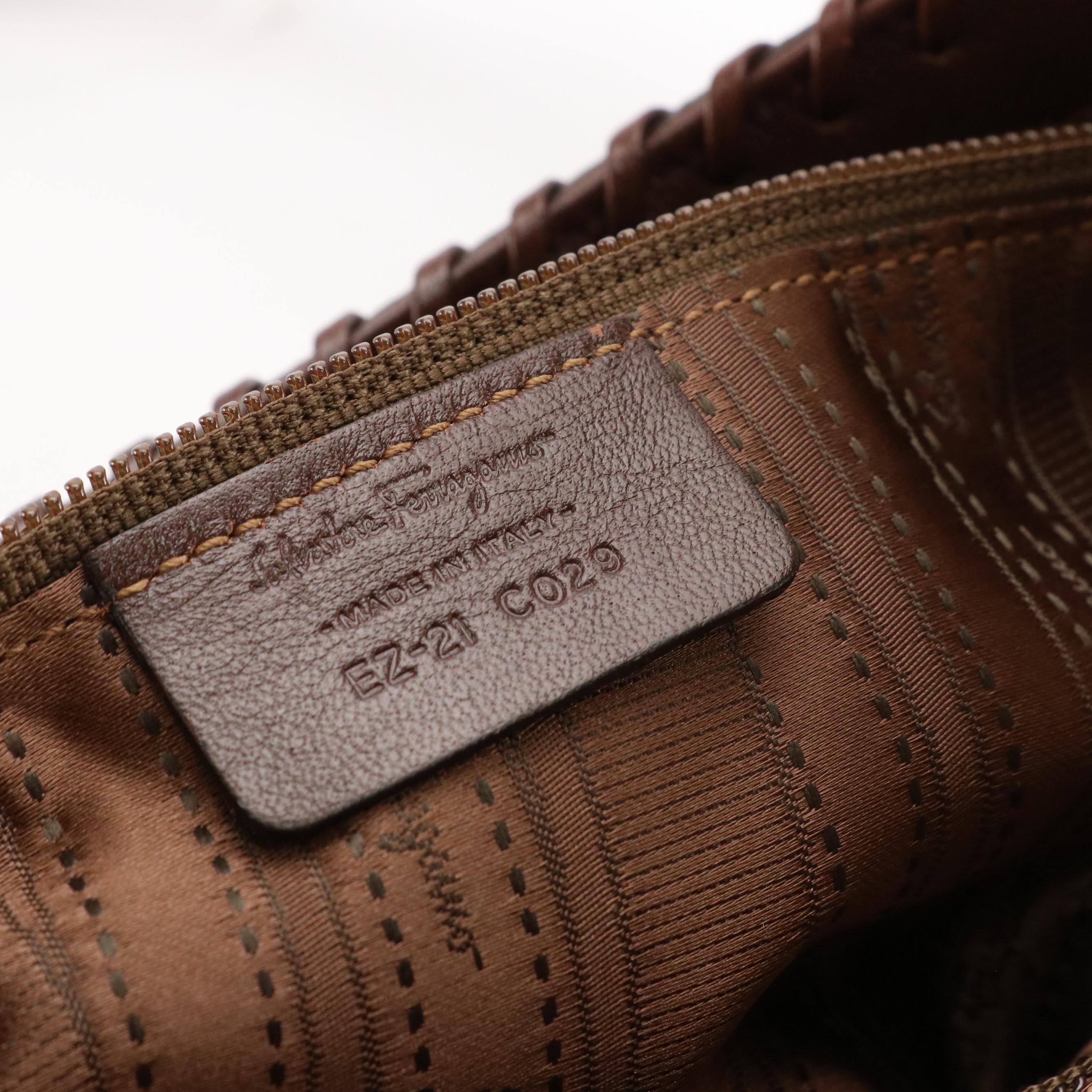 Salvatore Ferragamo Whipstitched Leather Gancini Clasp Shoulder Bag