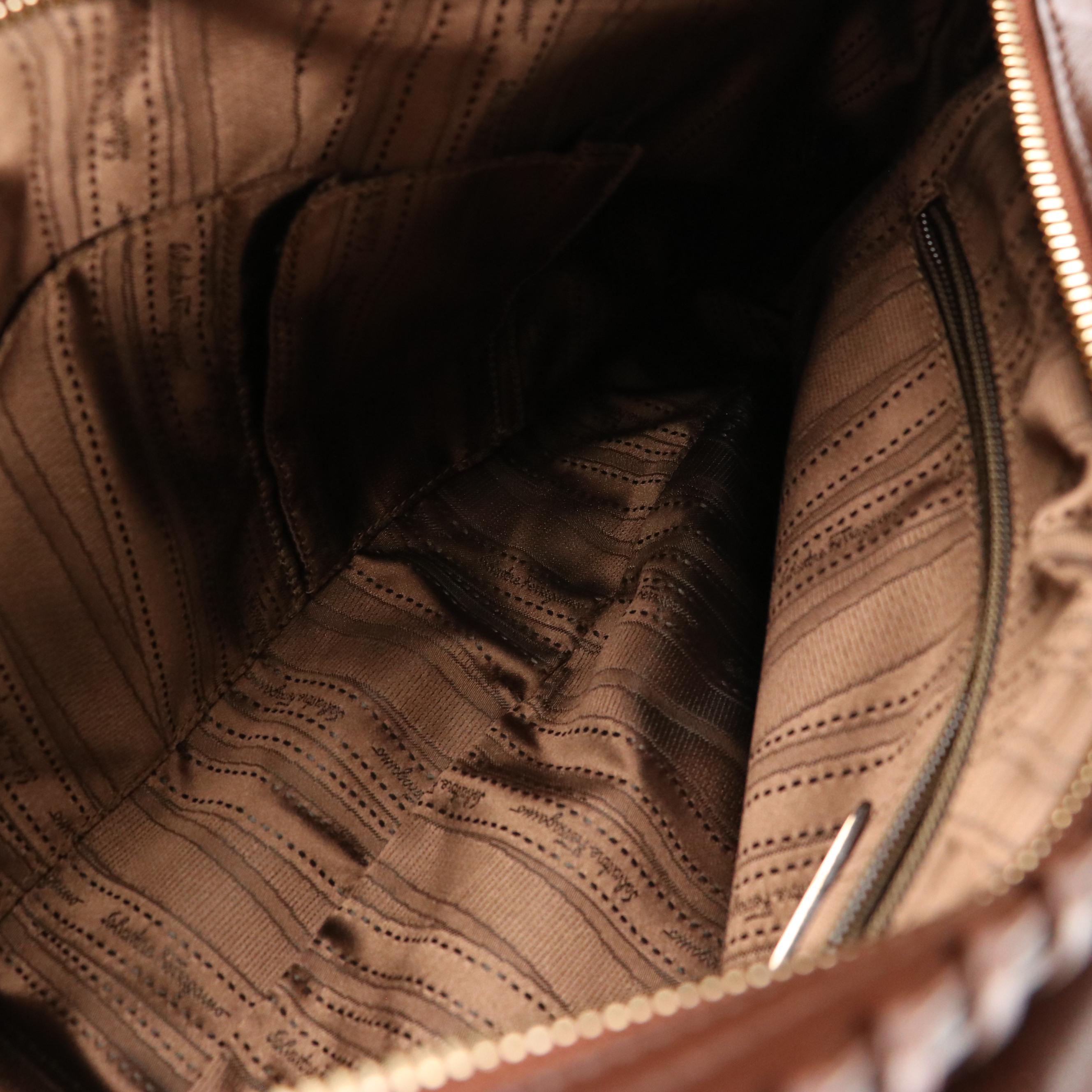 Salvatore Ferragamo Whipstitched Leather Gancini Clasp Shoulder Bag