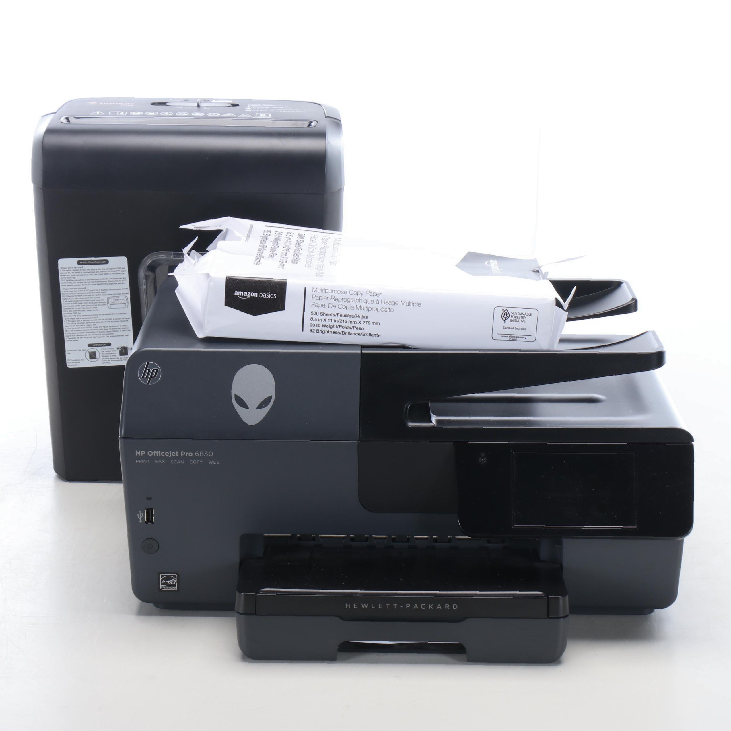 HP Officejet Pro 6830 Printer and Bonsai C234-A Paper Shredder
