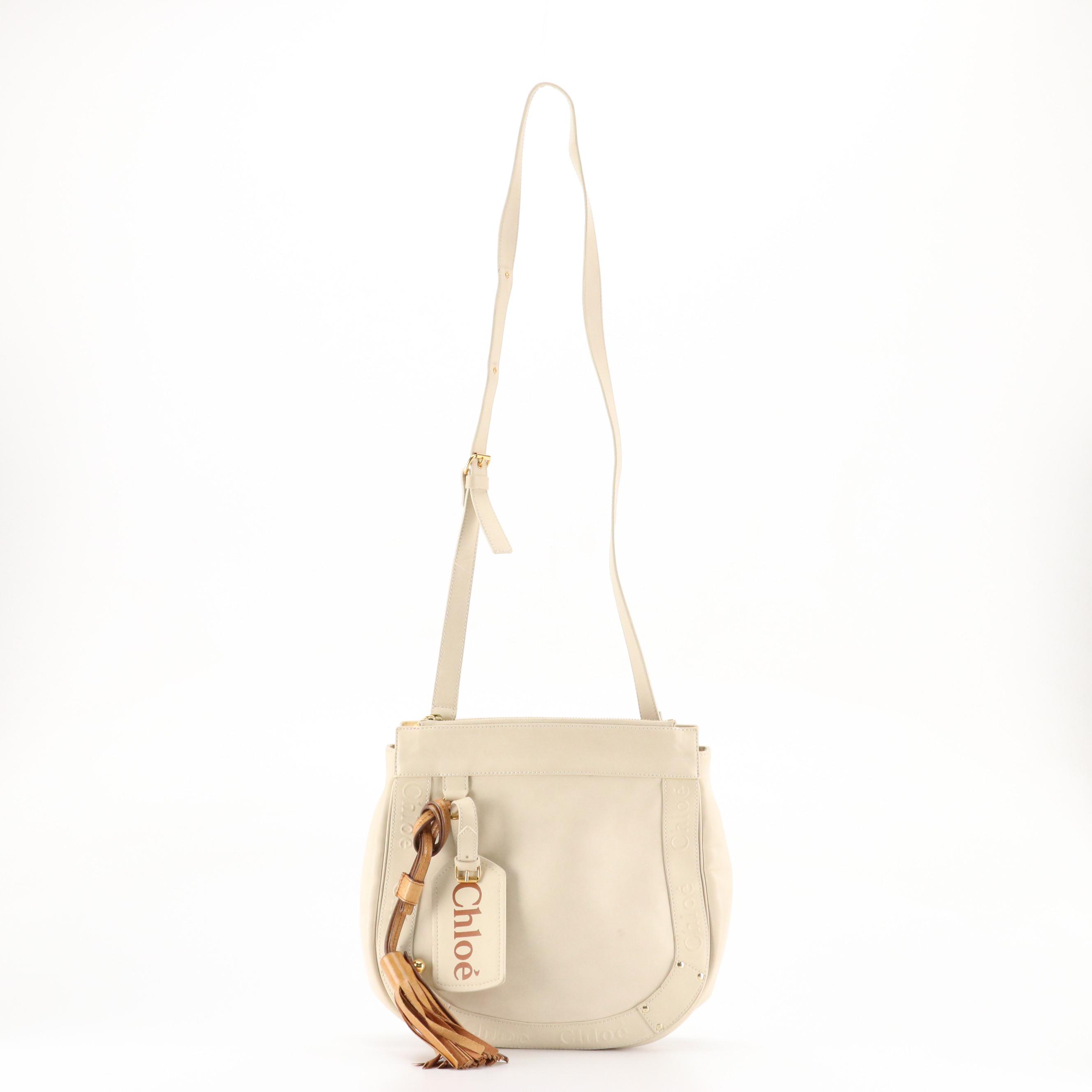 Chloé Eden Crossbody Bag in Ivory Calfskin Leather