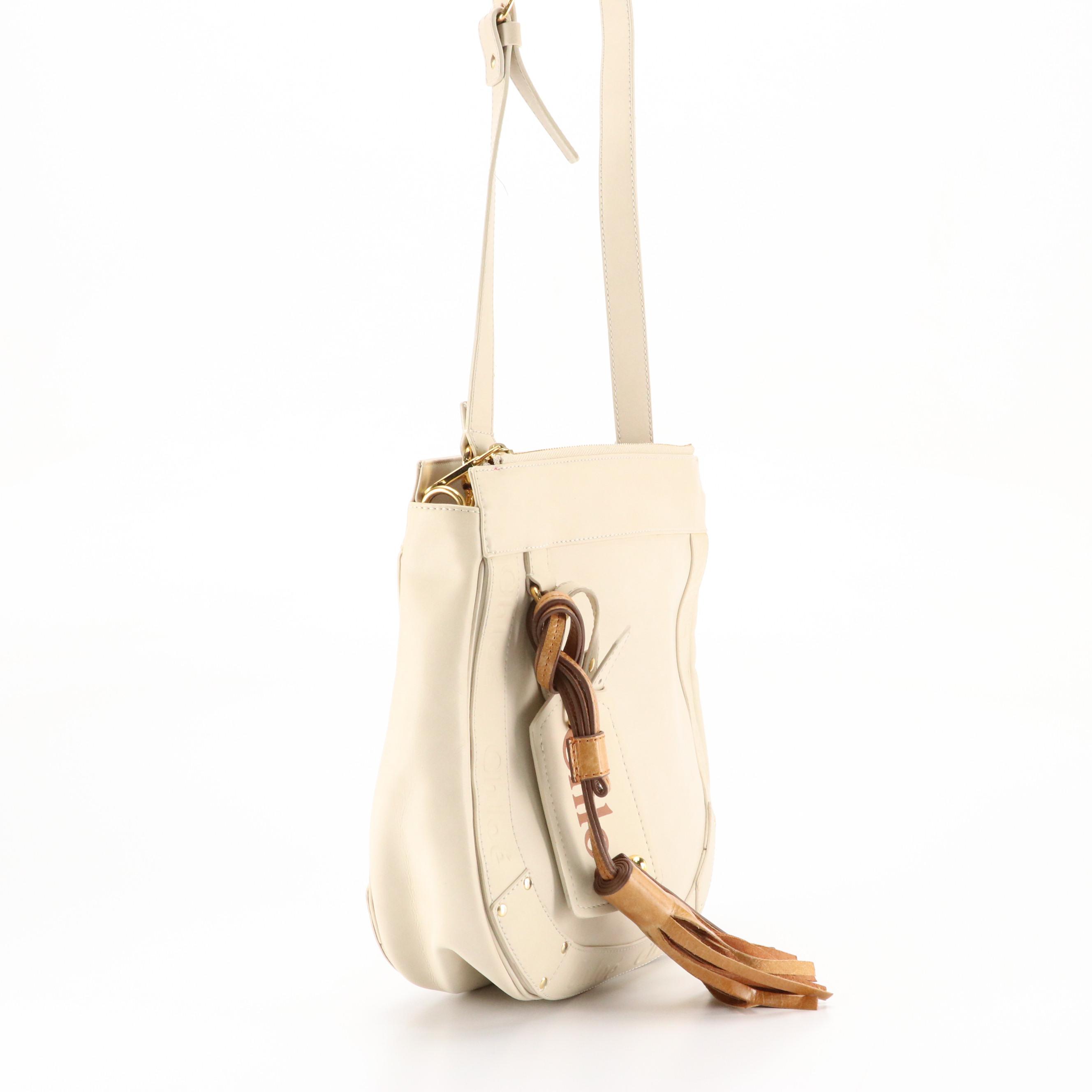 Chloé Eden Crossbody Bag in Ivory Calfskin Leather
