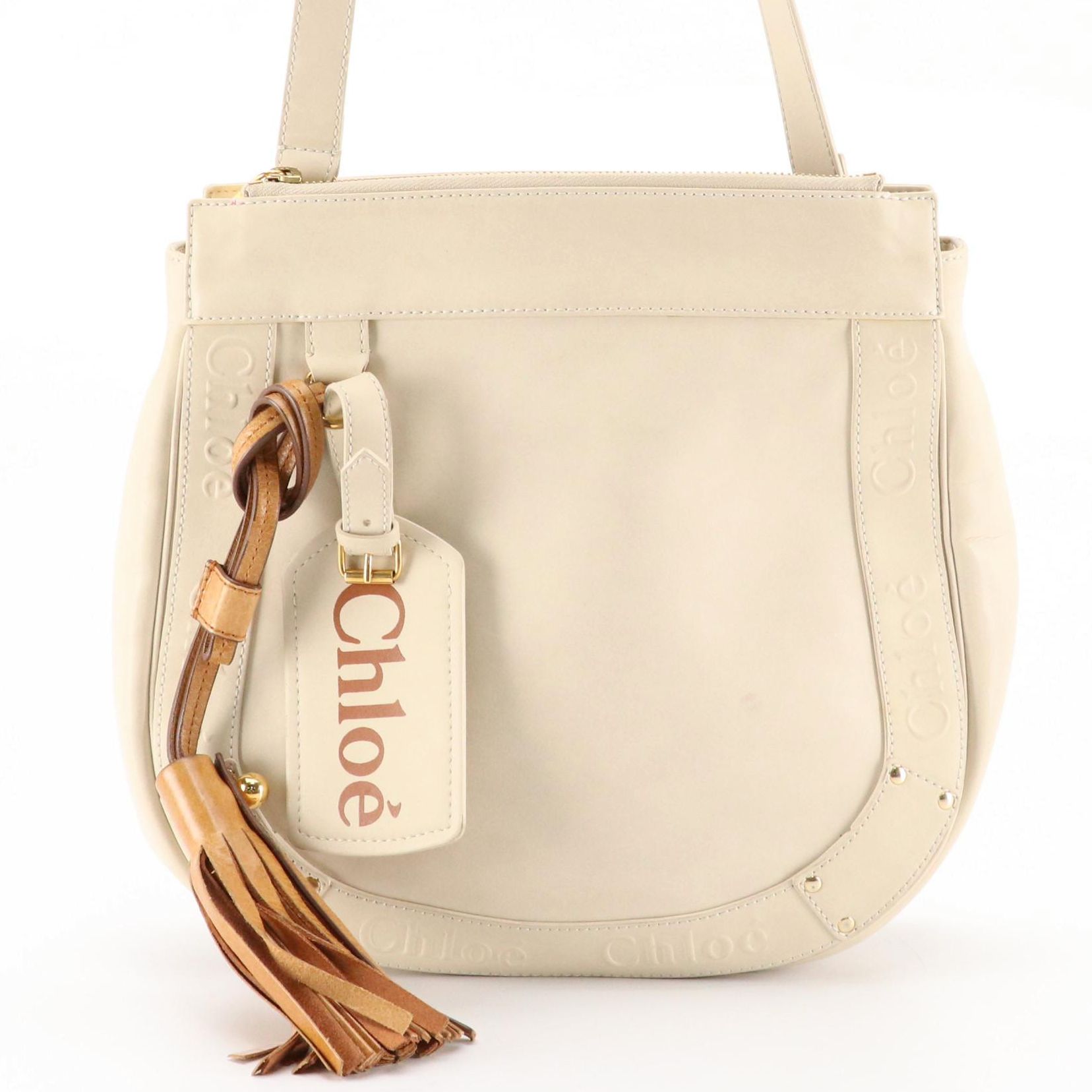 Chloé Eden Crossbody Bag in Ivory Calfskin Leather
