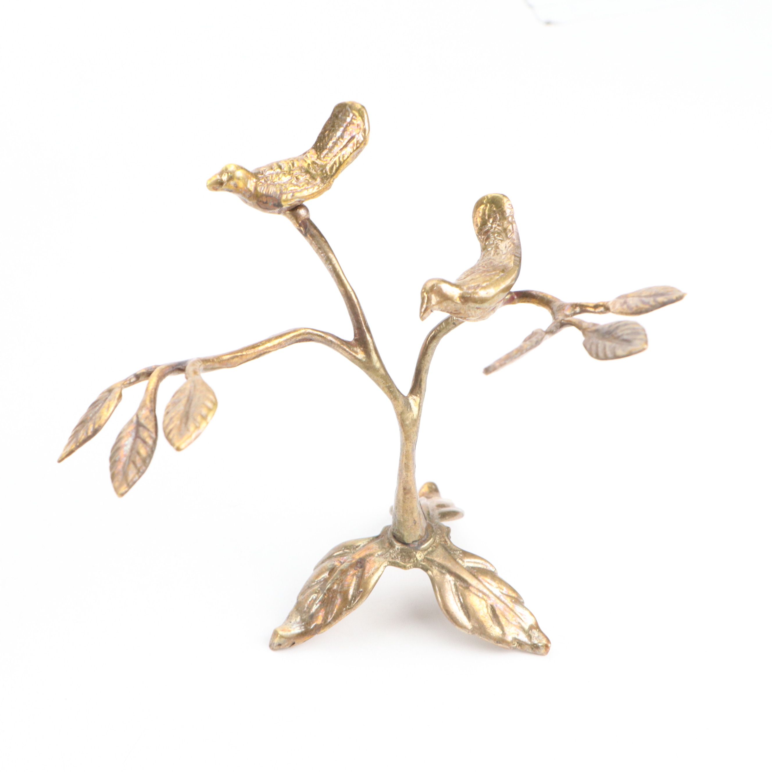 Perched Bird Brass Decorative Figures, Candlesticks and Bell