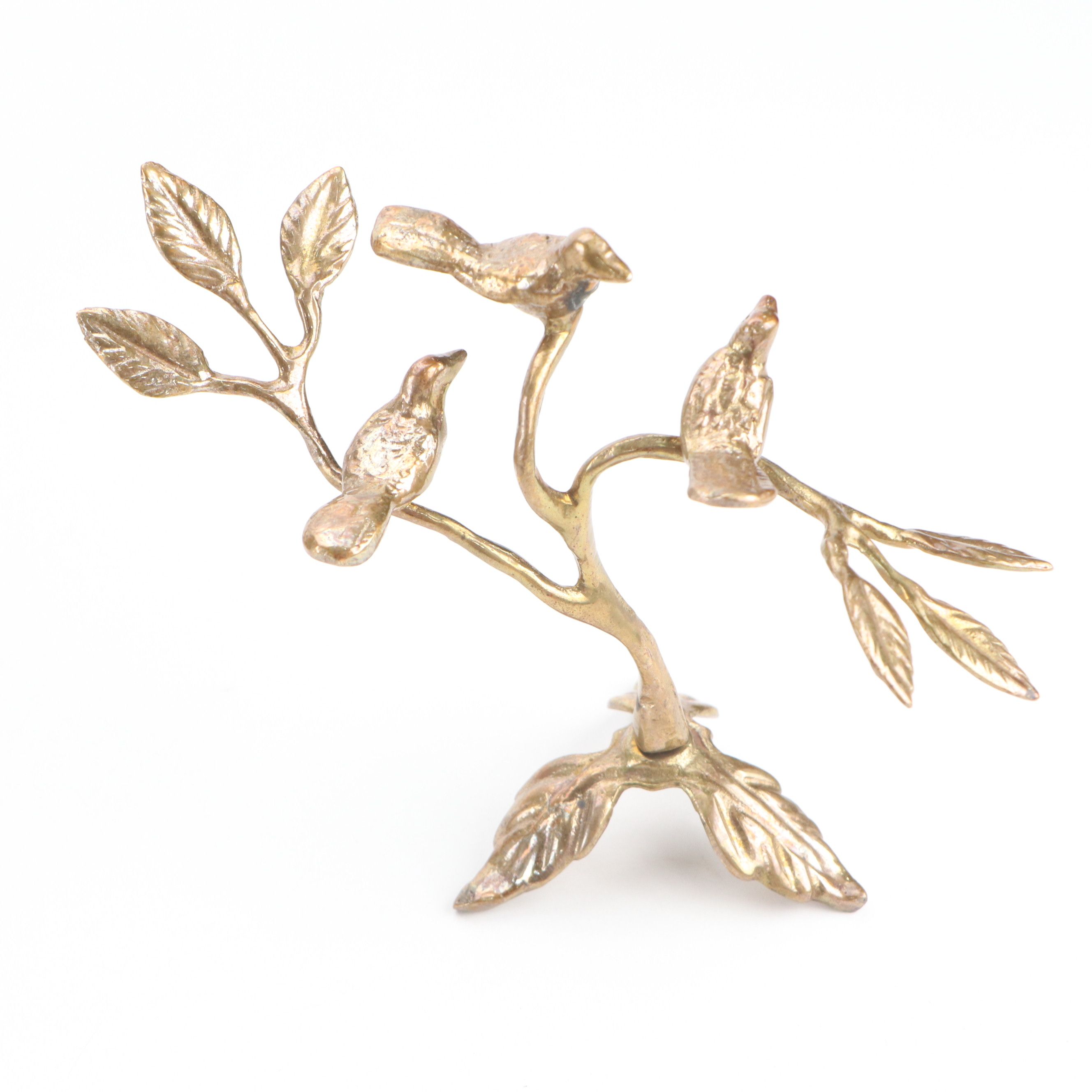 Perched Bird Brass Decorative Figures, Candlesticks and Bell