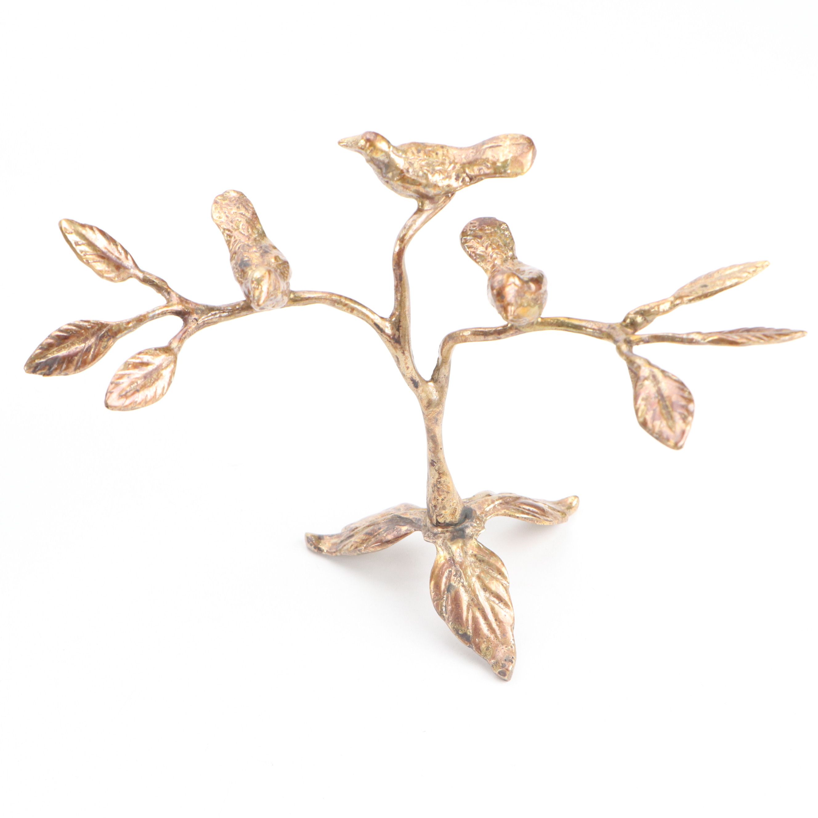 Perched Bird Brass Decorative Figures, Candlesticks and Bell