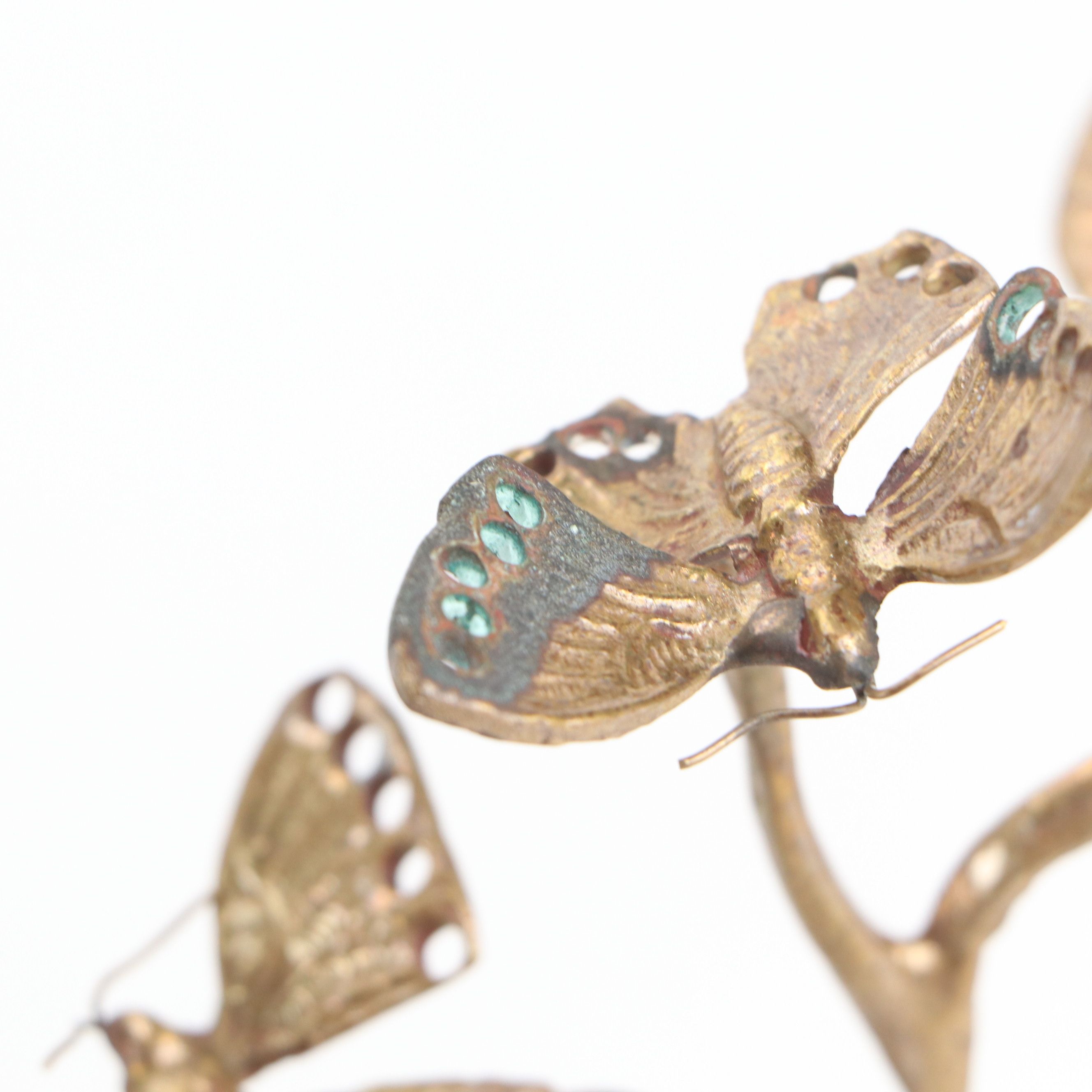 Perched Bird Brass Decorative Figures, Candlesticks and Bell