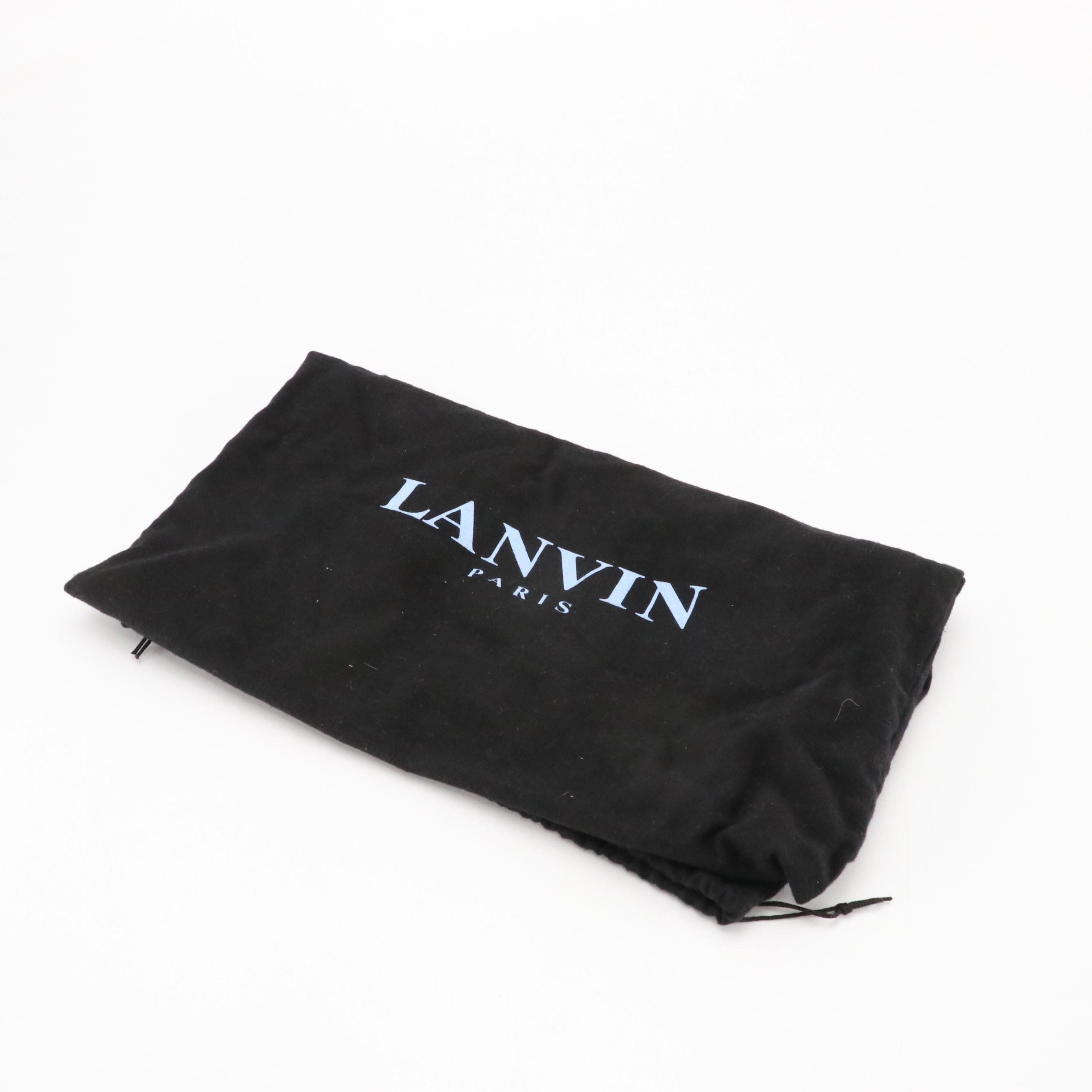 Lanvin Black Perforated Calfskin Leather Chain Link Jeanne Flap Bag with Tags