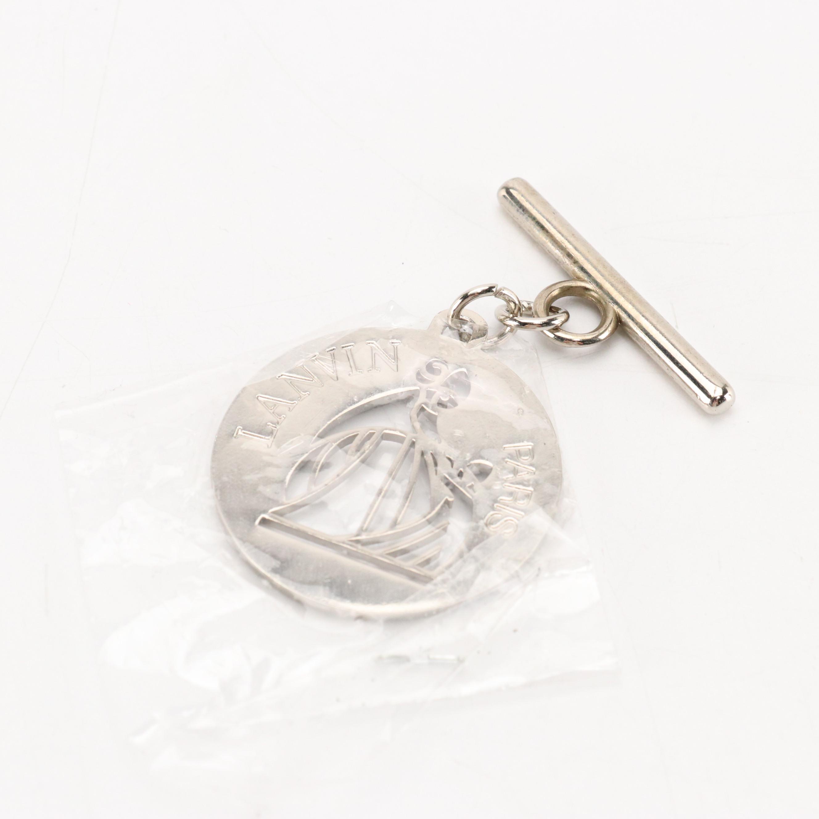 Lanvin Black Perforated Calfskin Leather Chain Link Jeanne Flap Bag with Tags