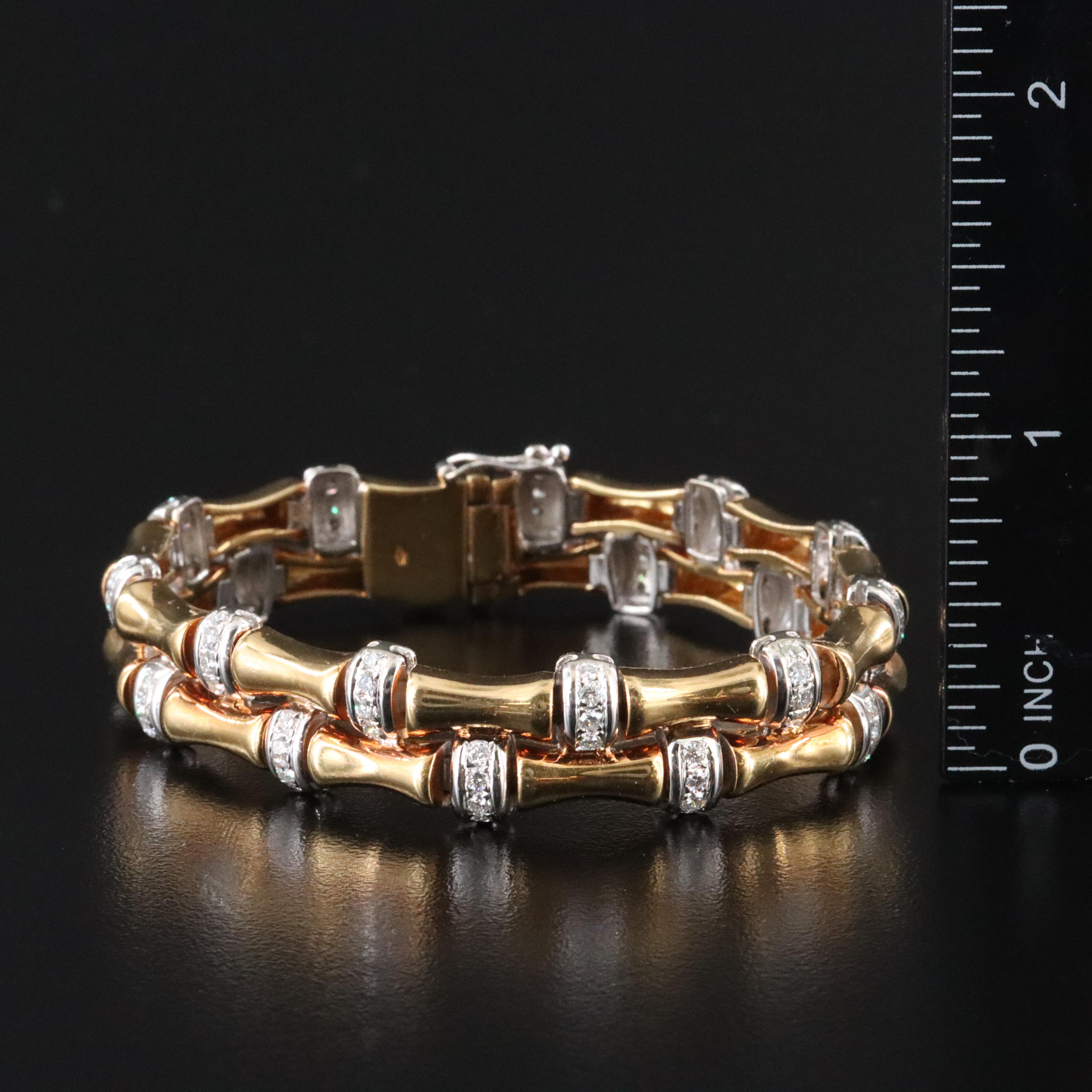 18K 2.32 CTW Diamond Bamboo Link Bracelet