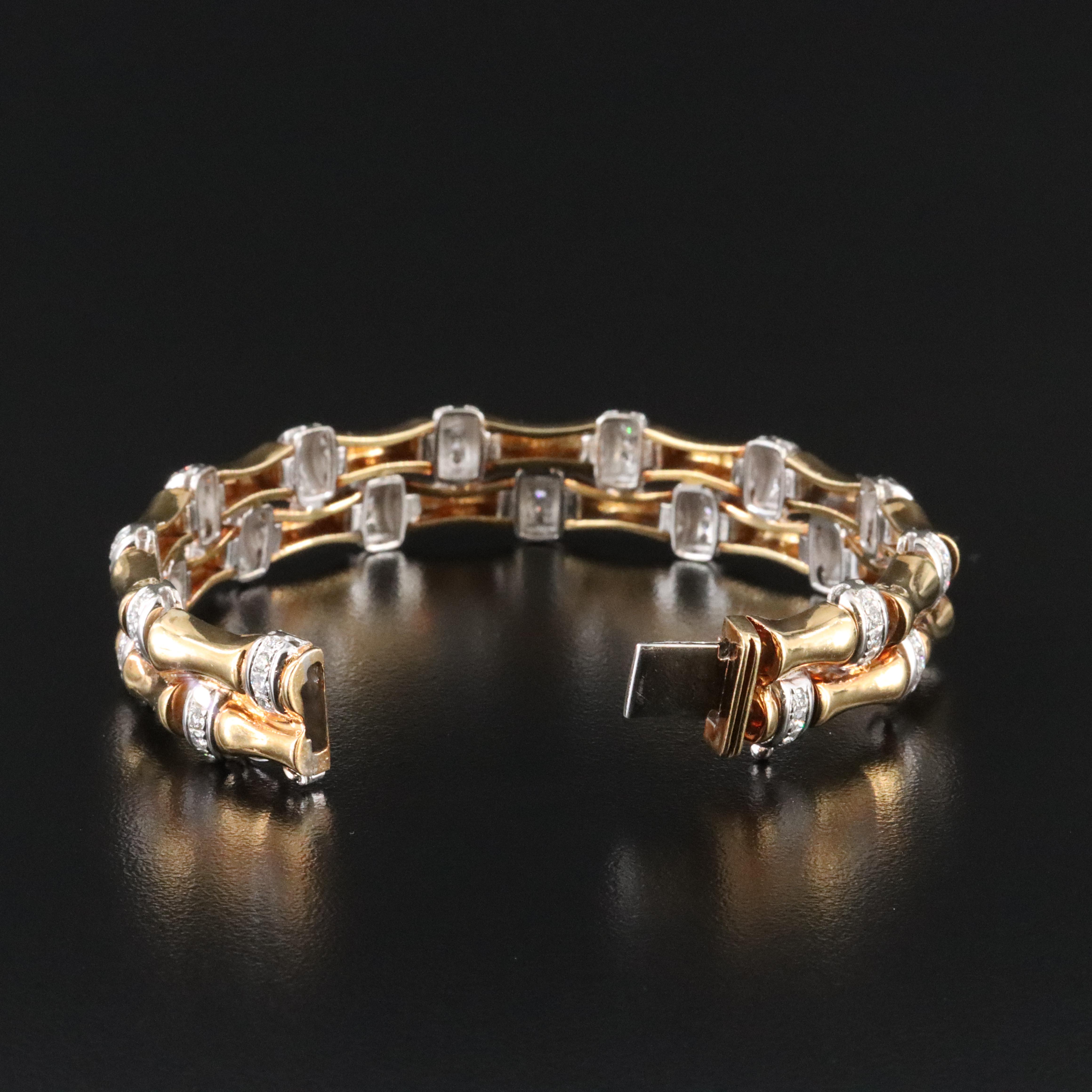 18K 2.32 CTW Diamond Bamboo Link Bracelet