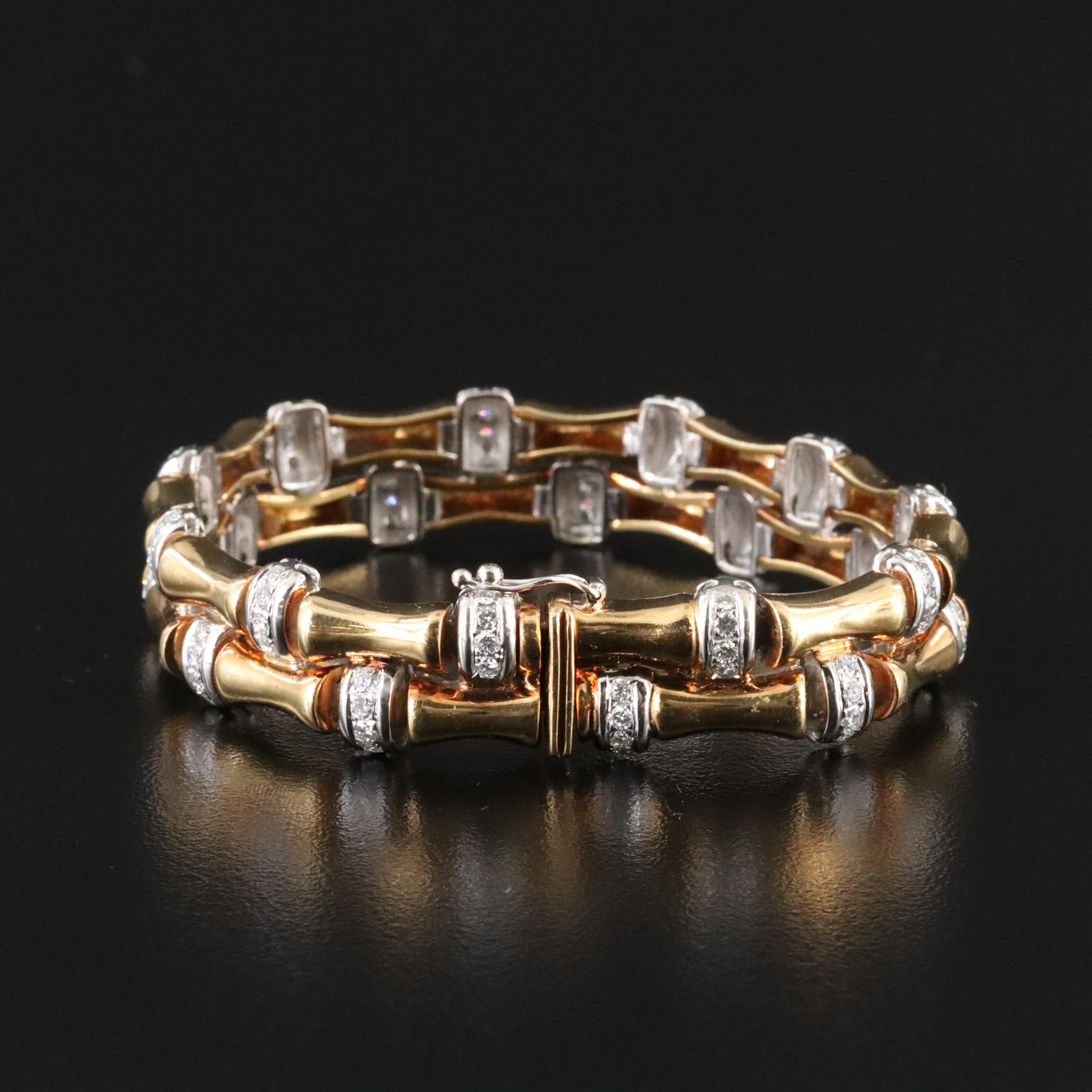 18K 2.32 CTW Diamond Bamboo Link Bracelet