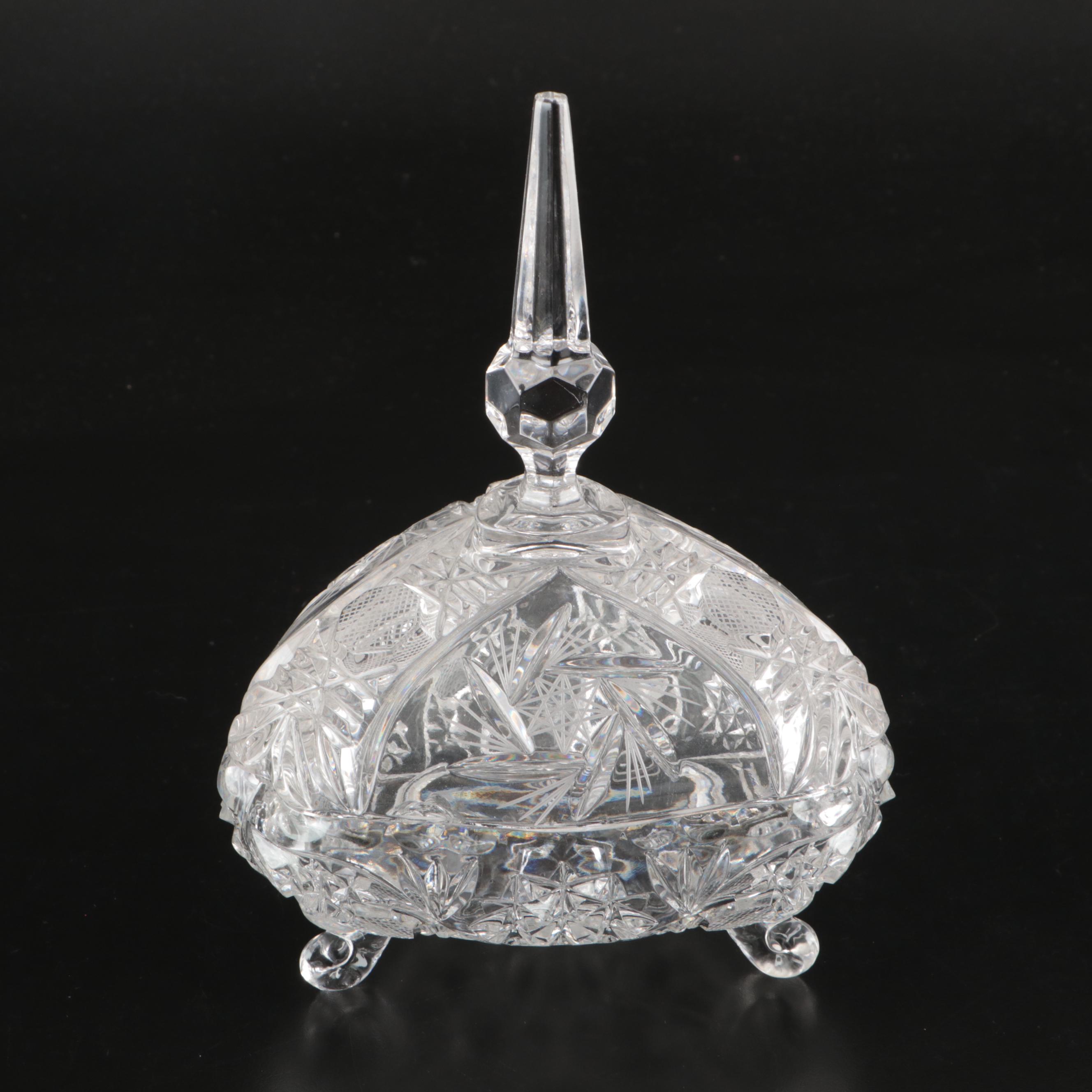 American Brilliant Style Cut Glass Footed Compote and Other Table Accessories