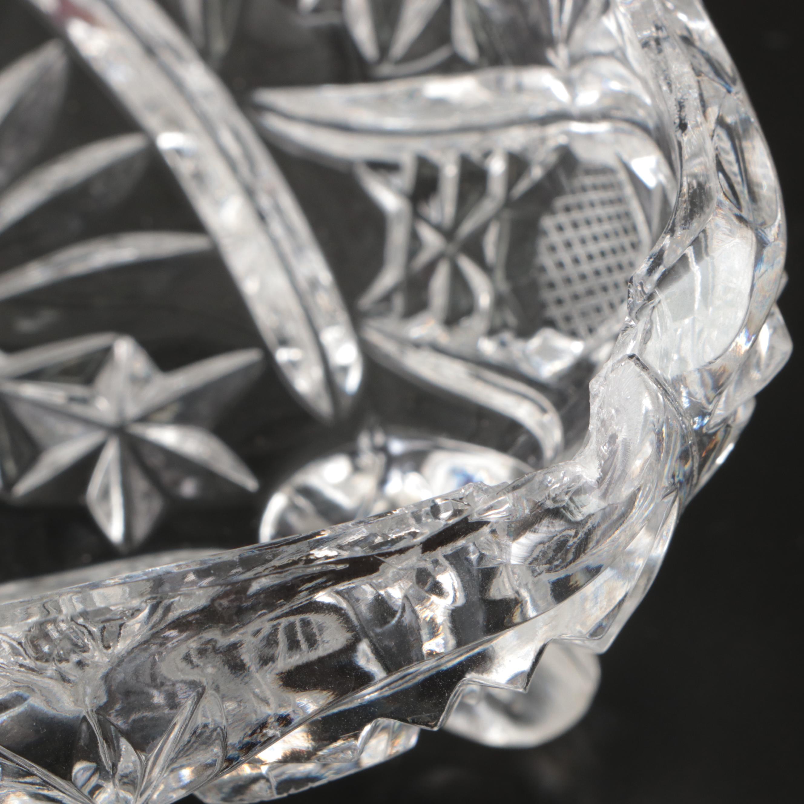 American Brilliant Style Cut Glass Footed Compote and Other Table Accessories