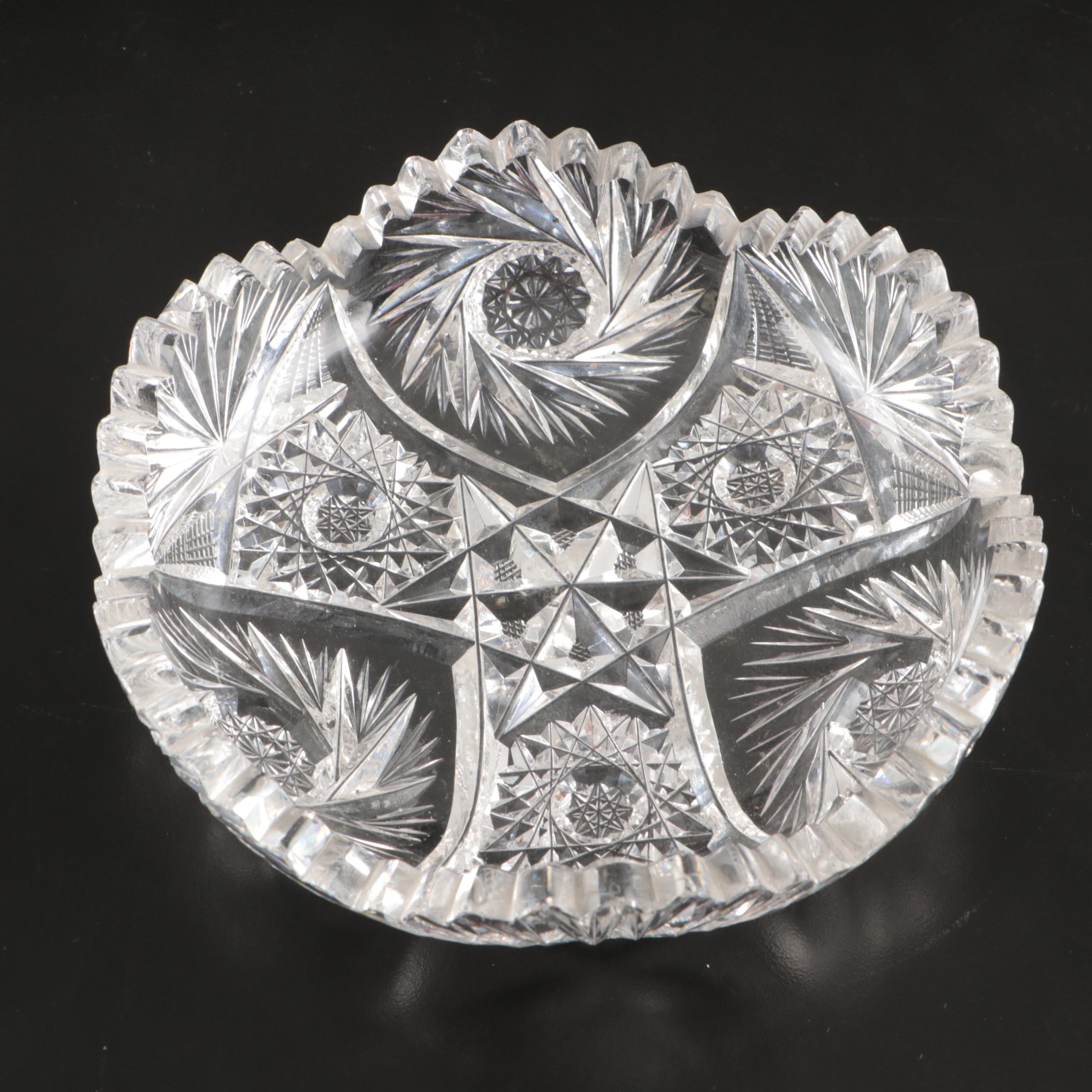 American Brilliant Style Cut Glass Footed Compote and Other Table Accessories