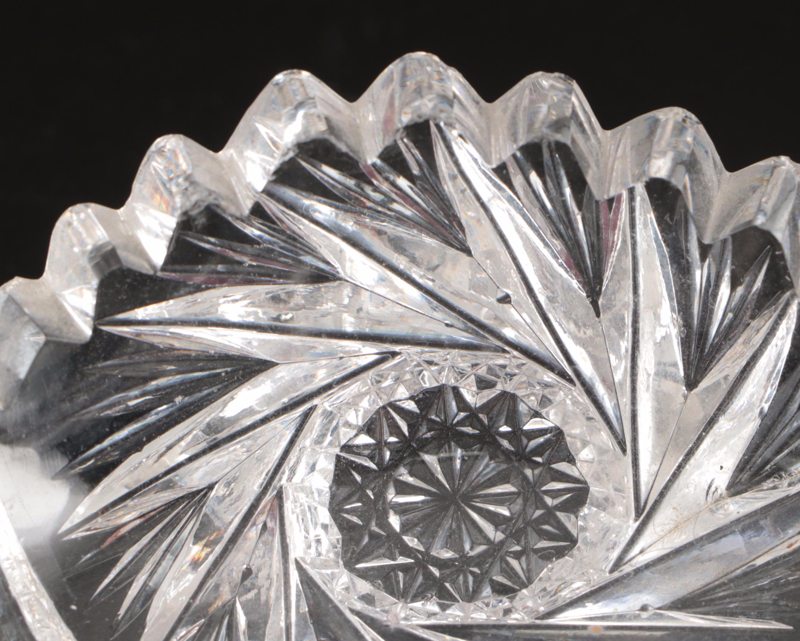 American Brilliant Style Cut Glass Footed Compote and Other Table Accessories