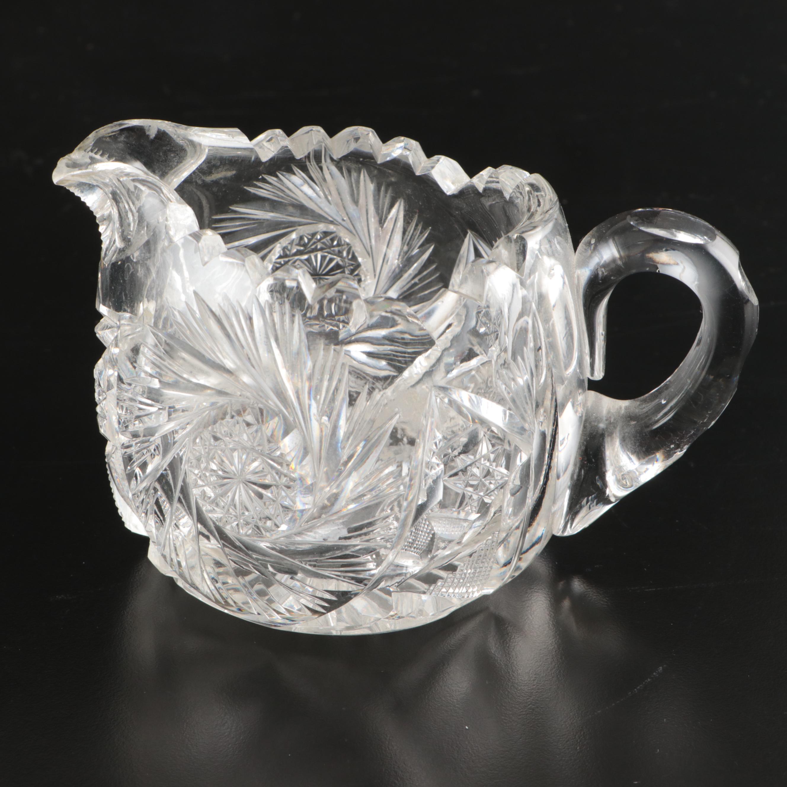 American Brilliant Style Cut Glass Footed Compote and Other Table Accessories