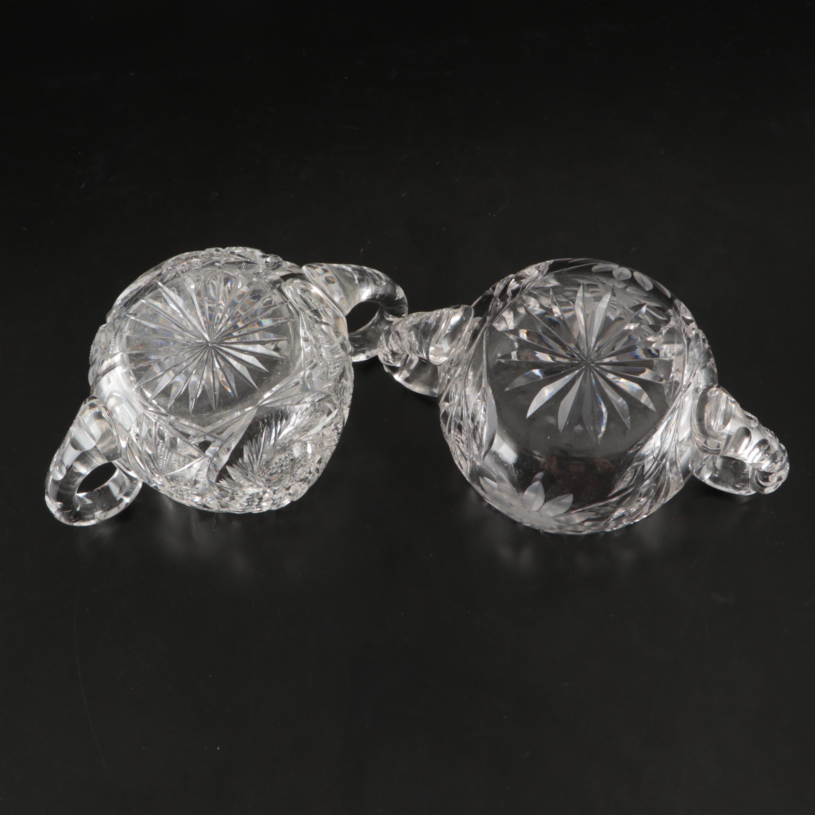 American Brilliant Style Cut Glass Footed Compote and Other Table Accessories