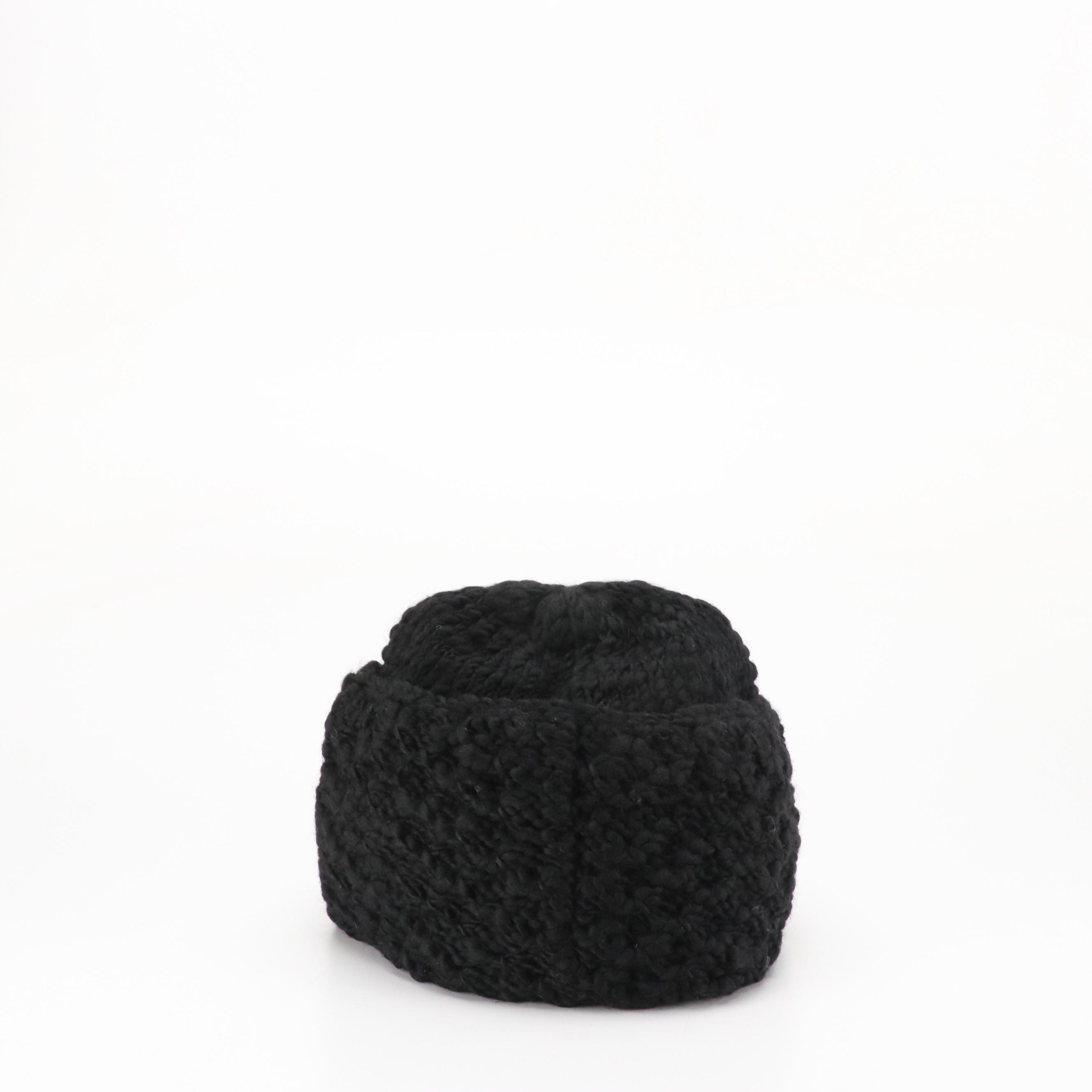 Brenda Lynn Merino Wool Handknit Beanie & Barneys New York Brown Leather Gloves