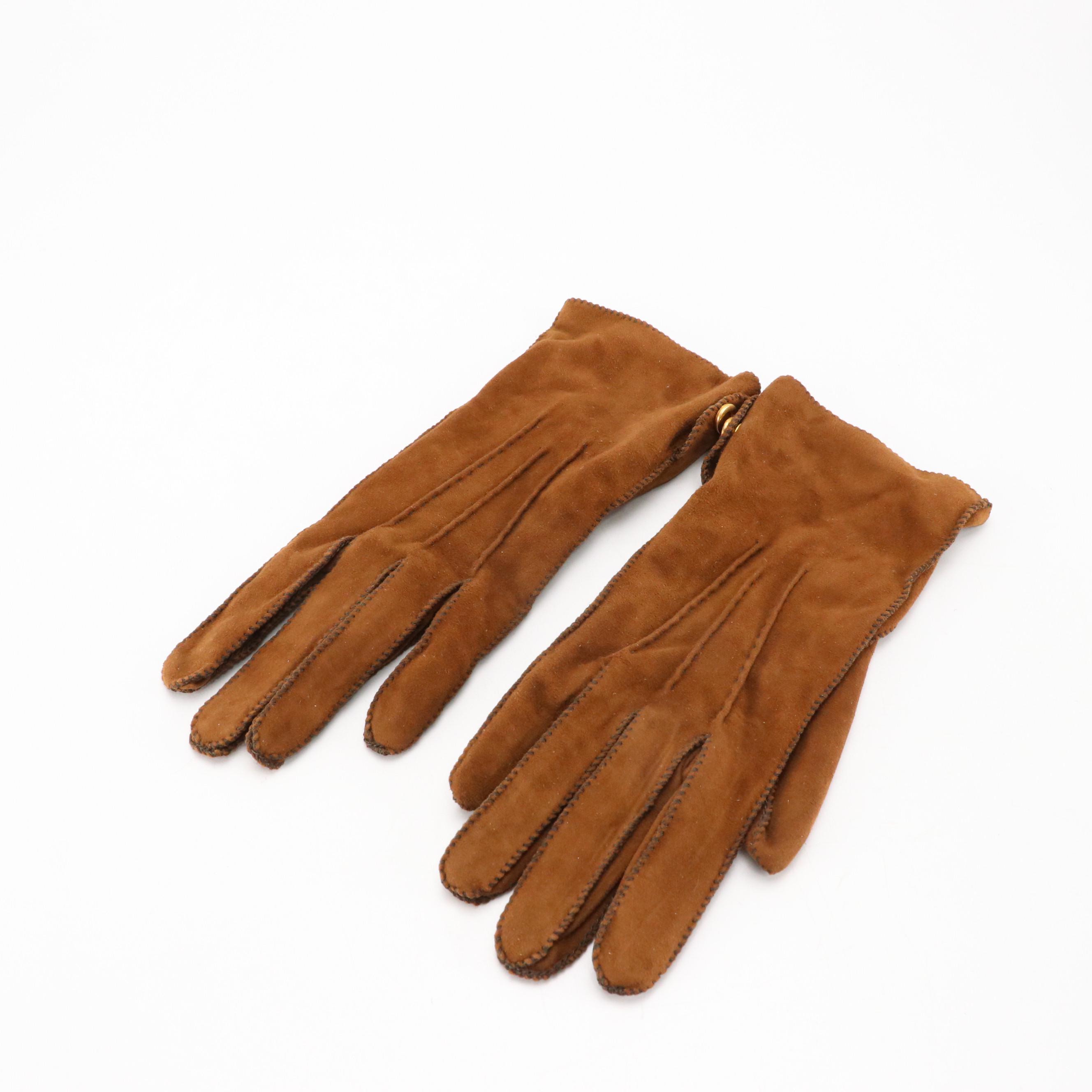 Brenda Lynn Merino Wool Handknit Beanie & Barneys New York Brown Leather Gloves