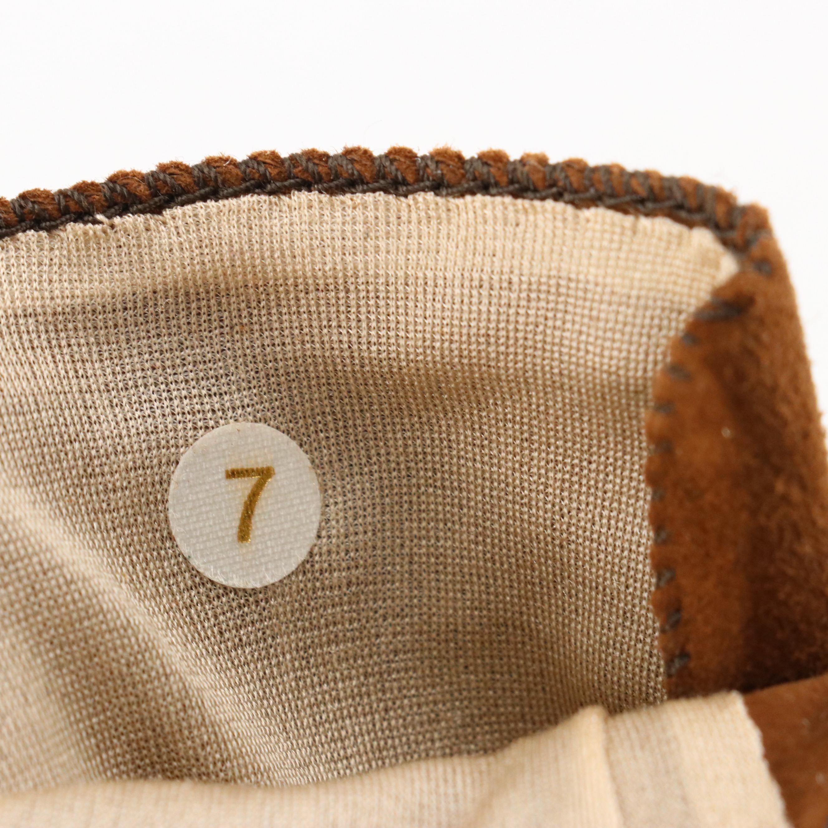 Brenda Lynn Merino Wool Handknit Beanie & Barneys New York Brown Leather Gloves