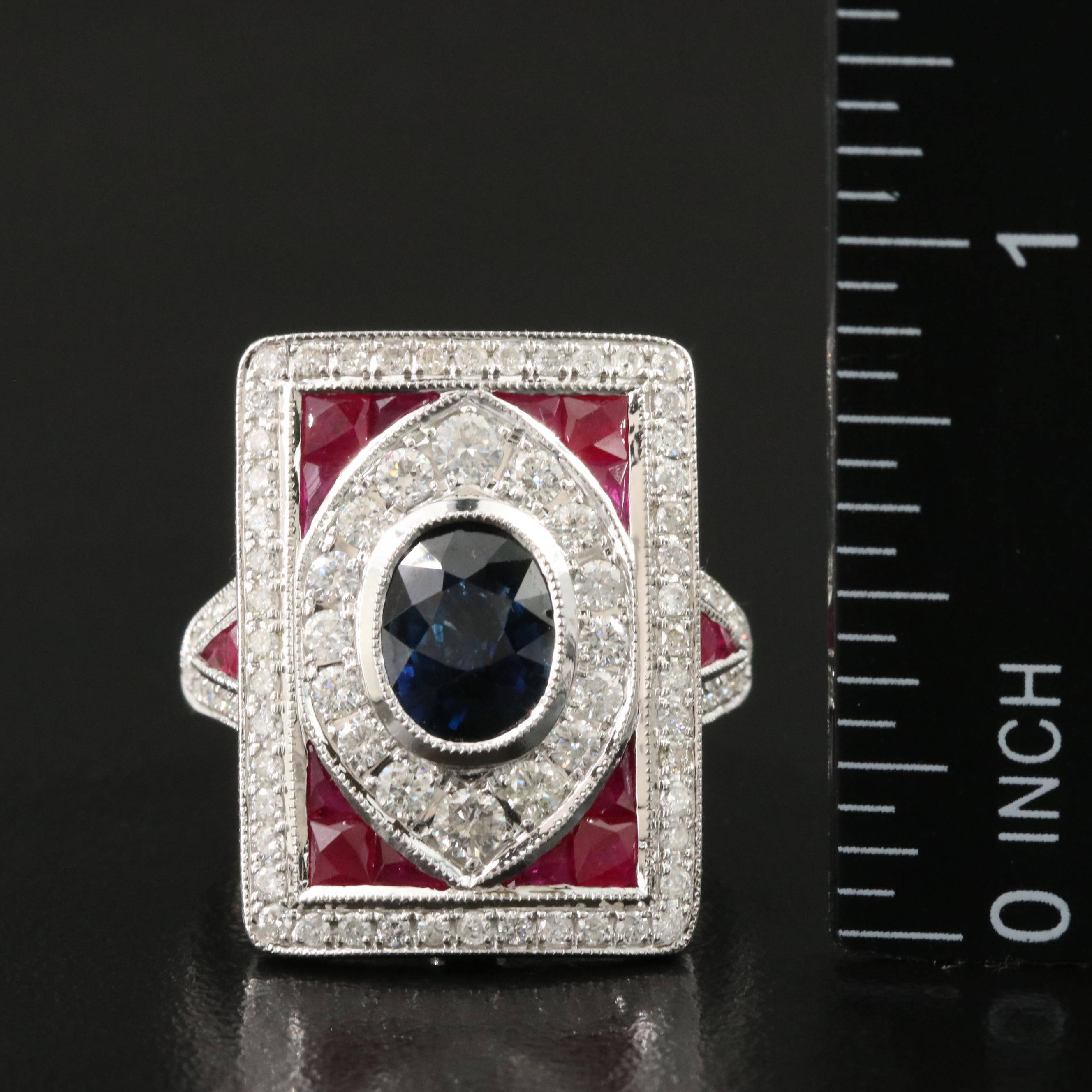 18K 1.96 CT Madagascar Sapphire, 0.97 CTW Diamond, Ruby Ring, Online GIA Report