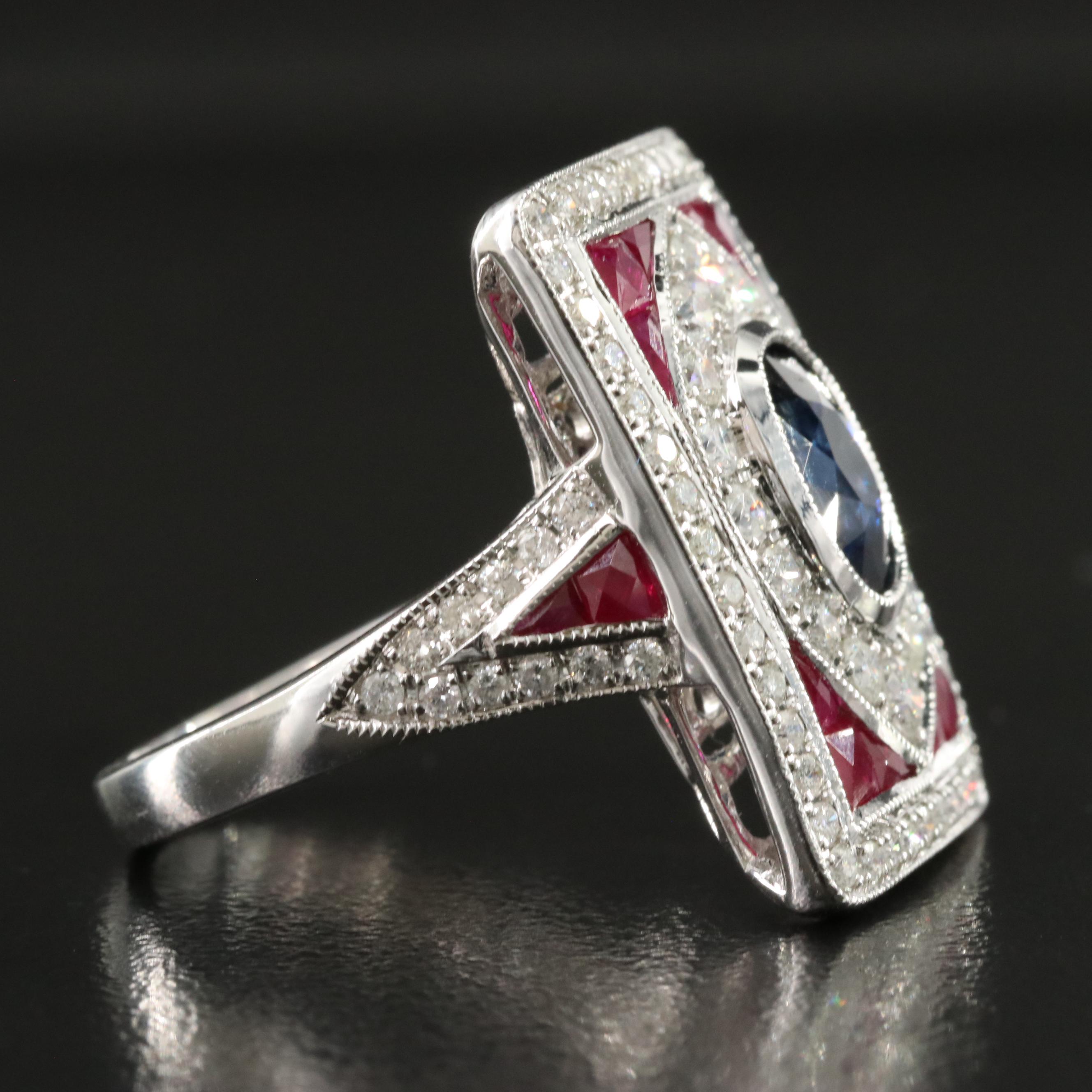 18K 1.96 CT Madagascar Sapphire, 0.97 CTW Diamond, Ruby Ring, Online GIA Report