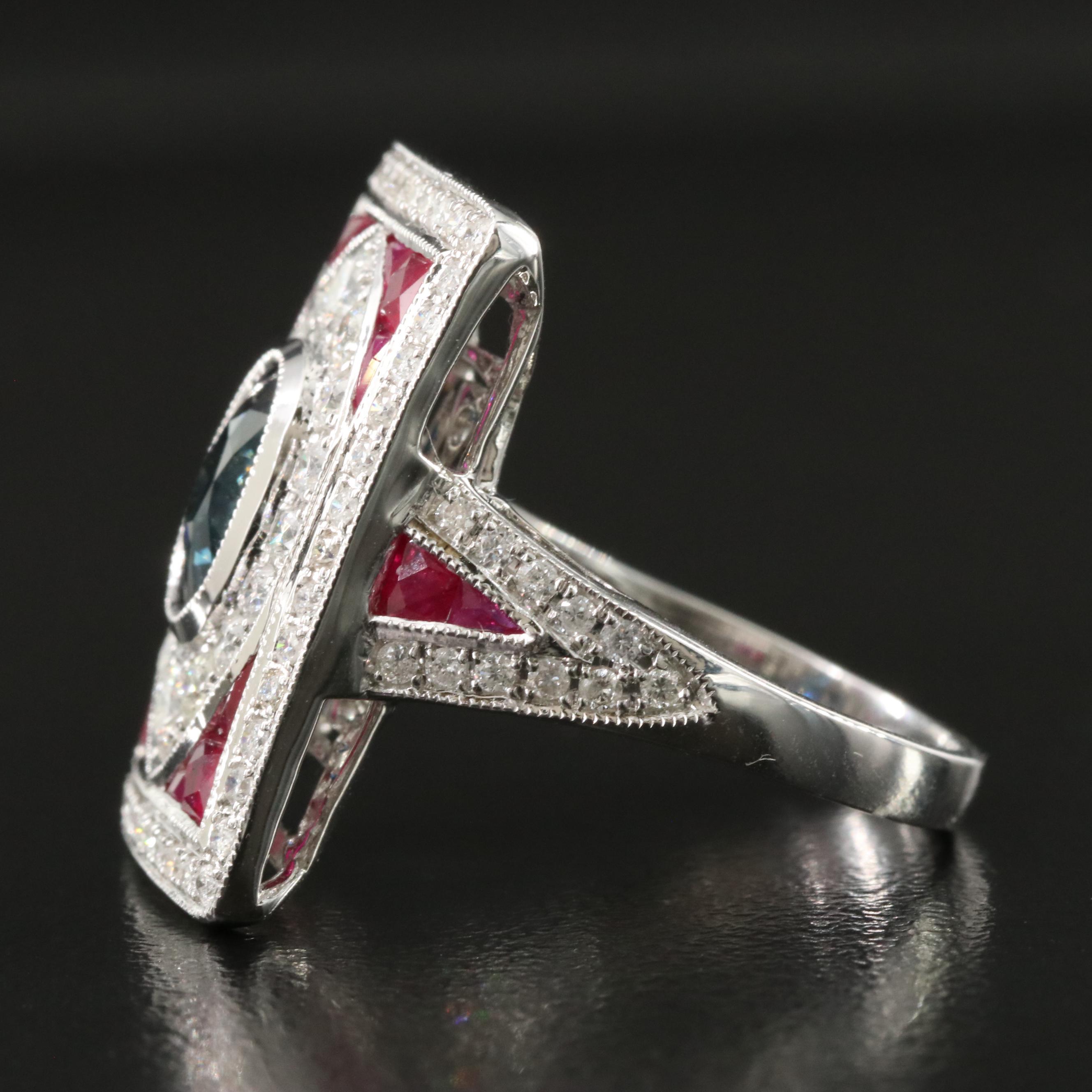 18K 1.96 CT Madagascar Sapphire, 0.97 CTW Diamond, Ruby Ring, Online GIA Report