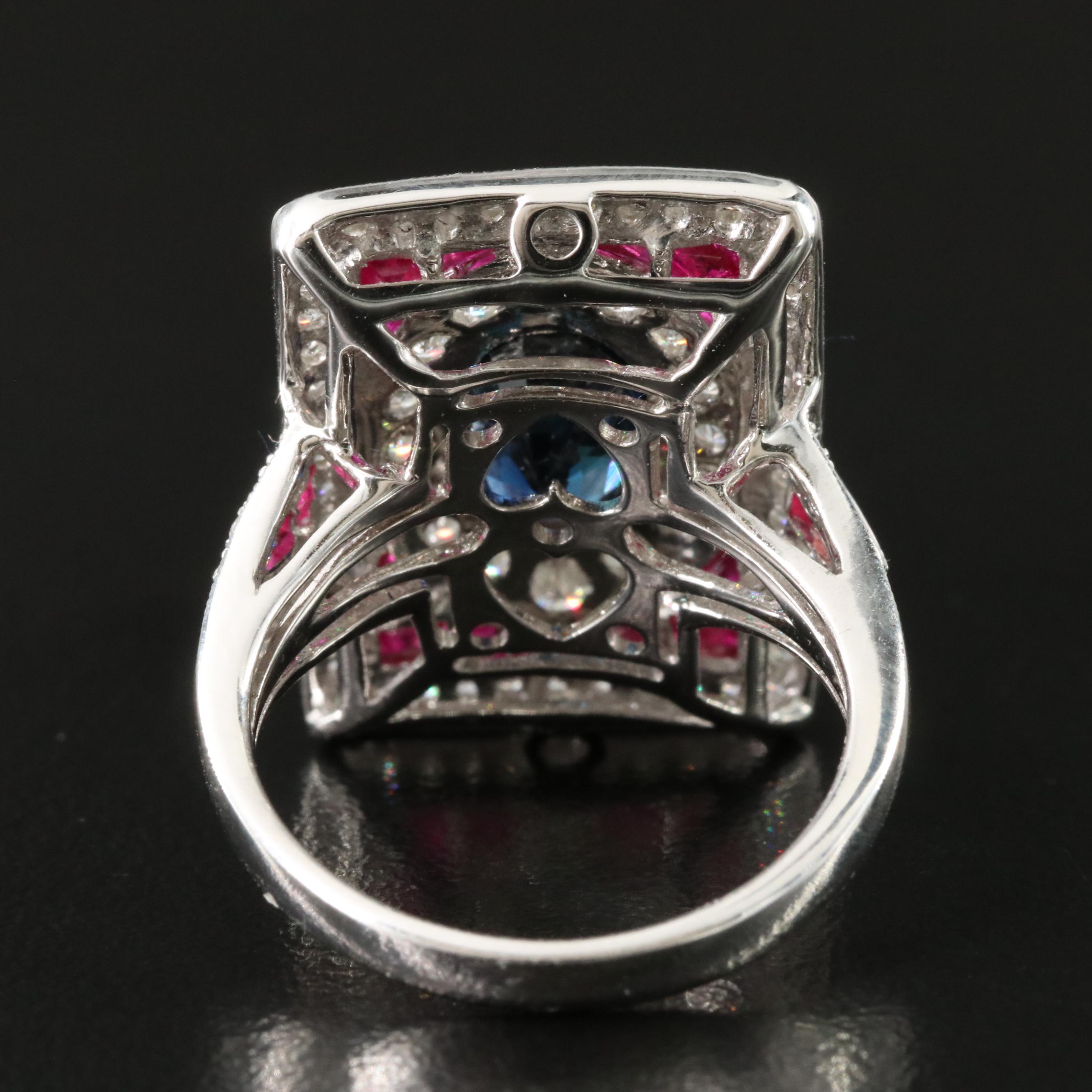 18K 1.96 CT Madagascar Sapphire, 0.97 CTW Diamond, Ruby Ring, Online GIA Report