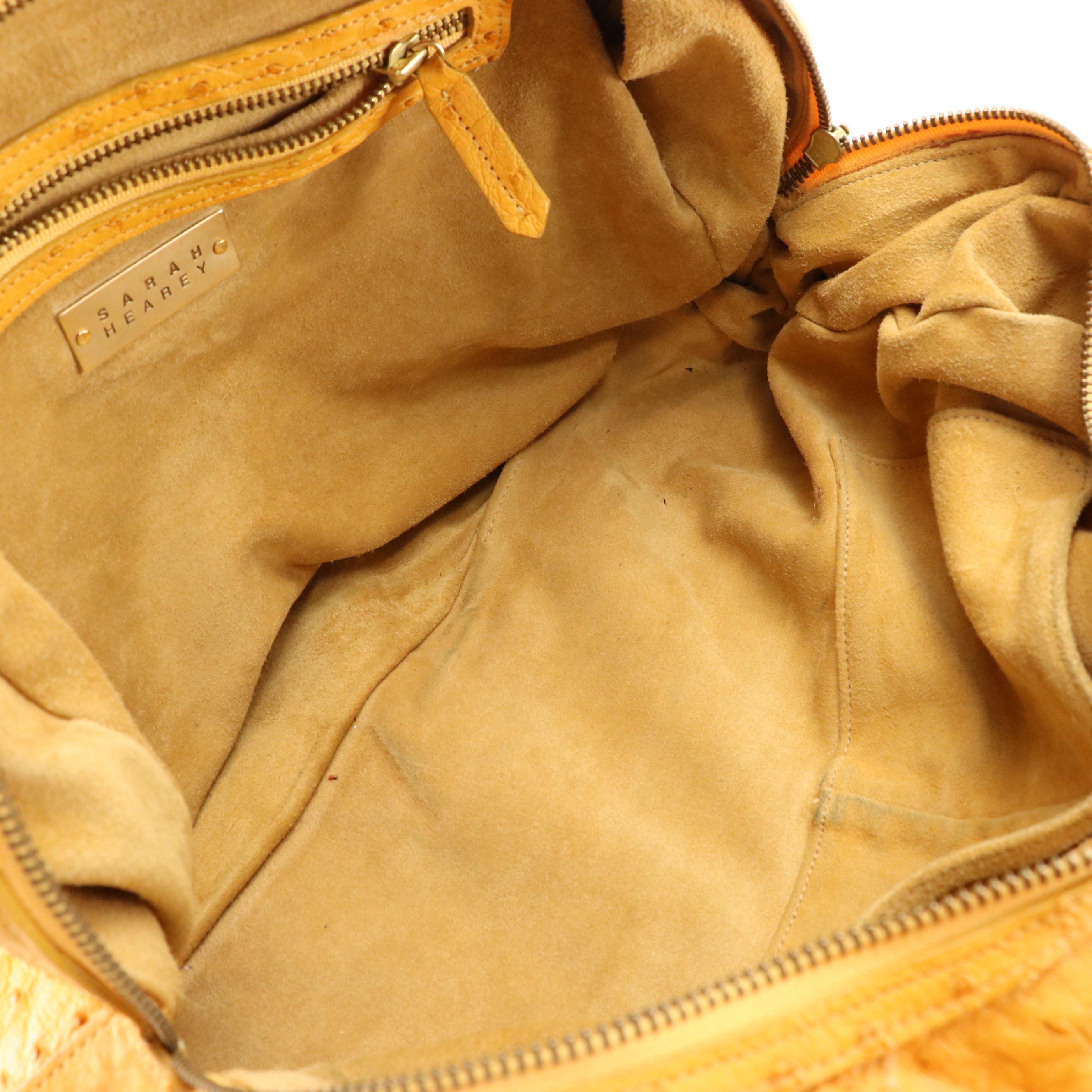 Sarah Hearey Hobo Shoulder Bag in Yellow Ostrich Leather