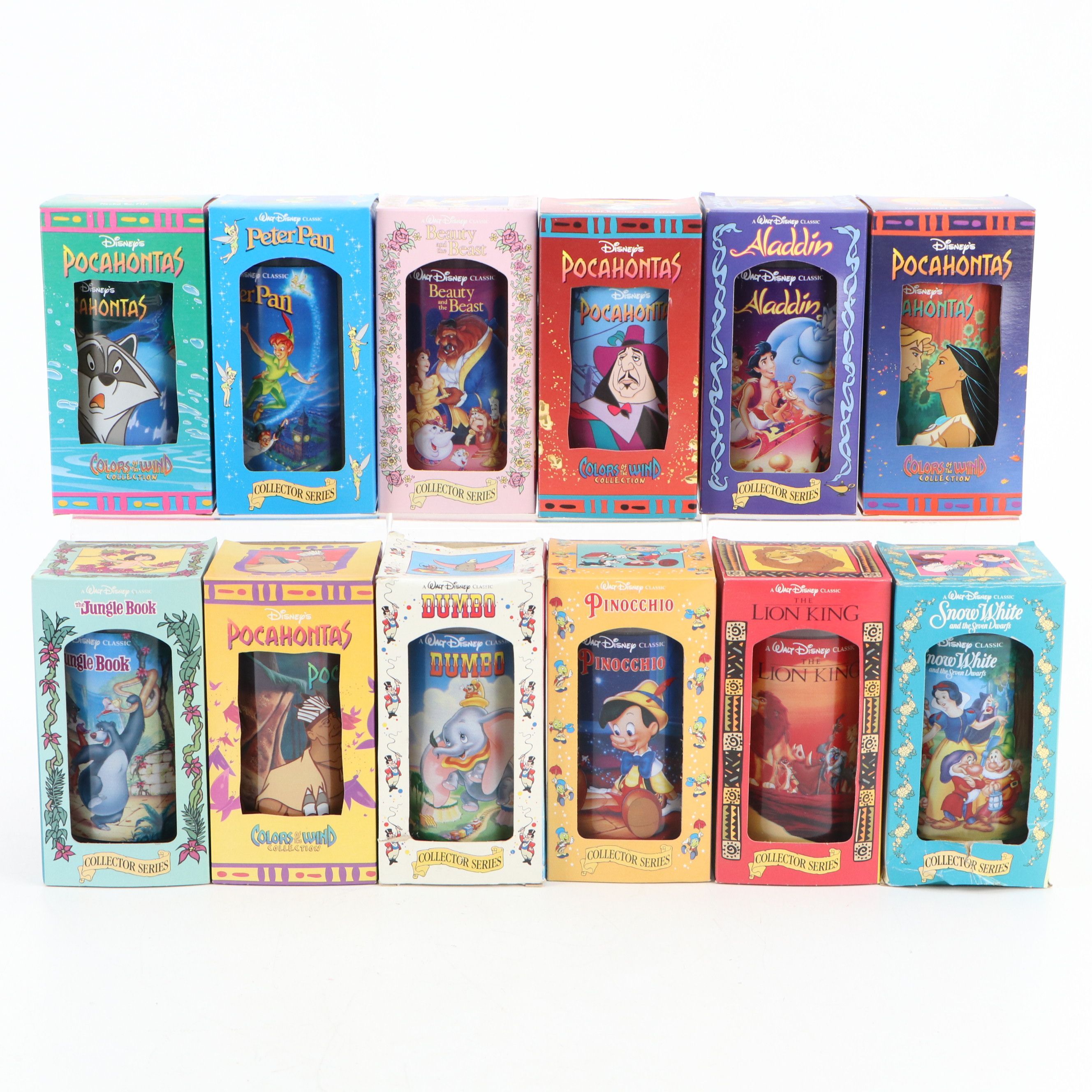 Walt Disney "Collector Series" and "Colors of the Wind" Plastic Tumblers, 1994