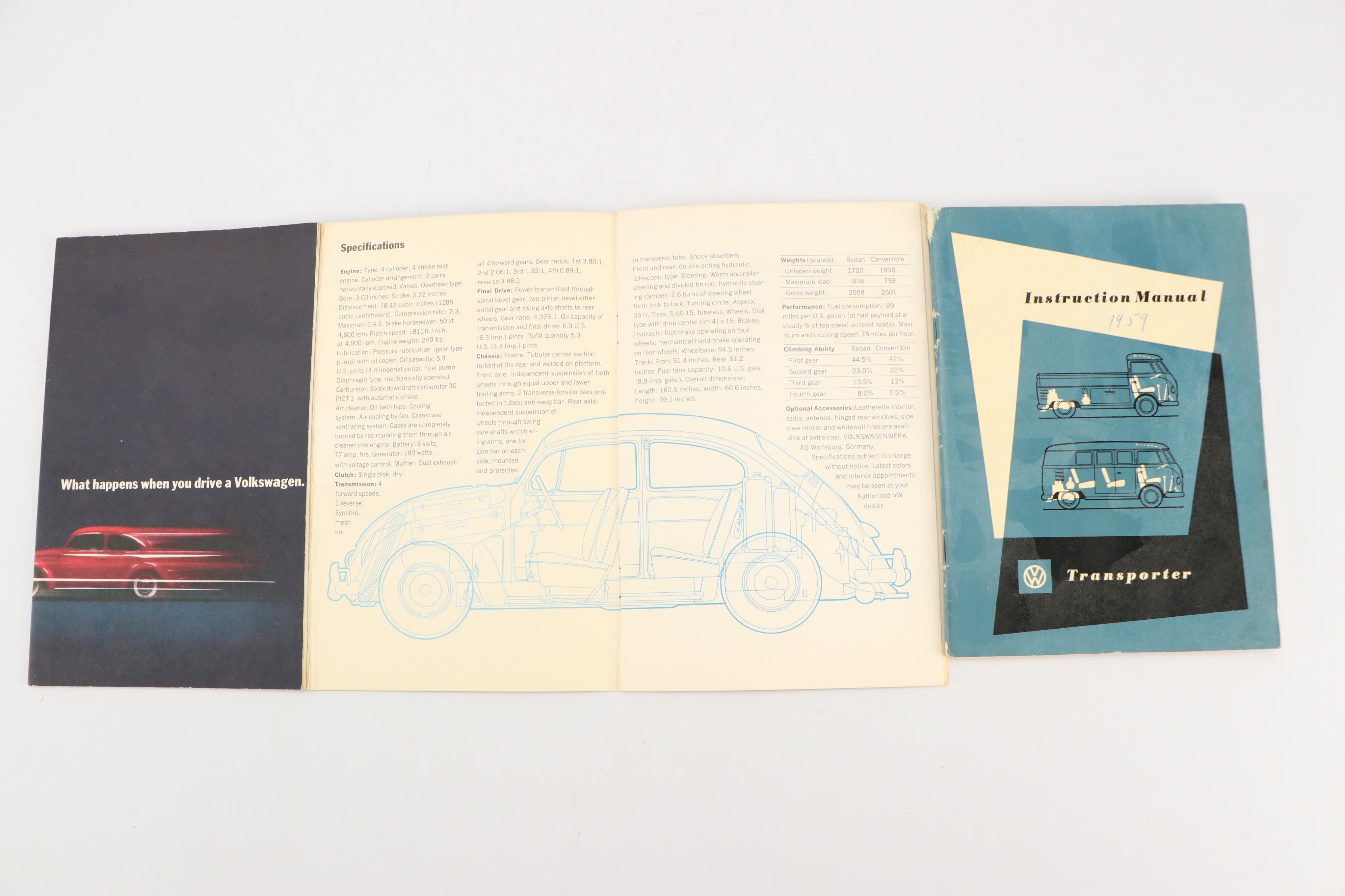 Volkswagen, Triumph, Amphicar and Renault Car Manuals, Mid-20th Century