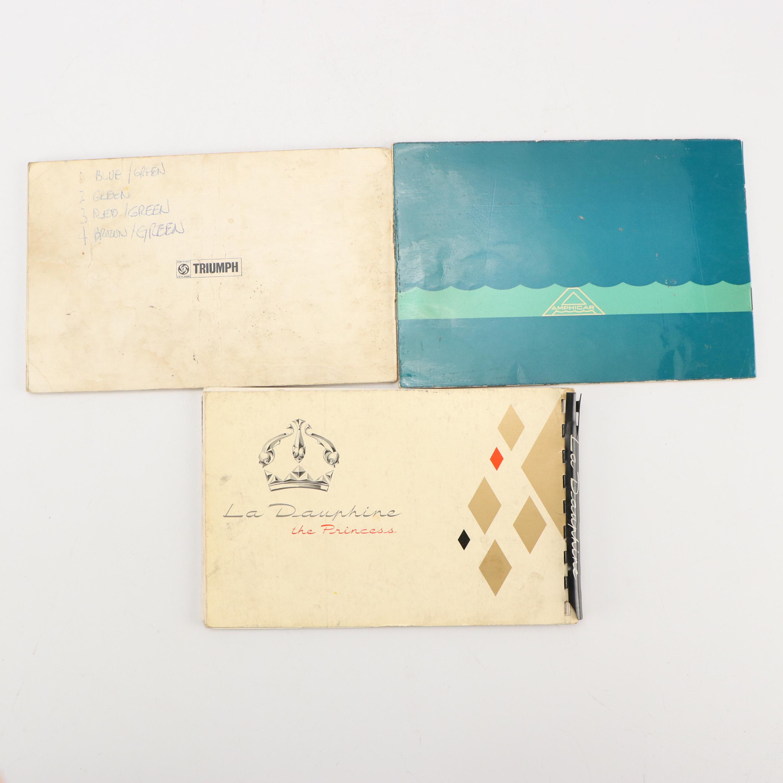 Volkswagen, Triumph, Amphicar and Renault Car Manuals, Mid-20th Century