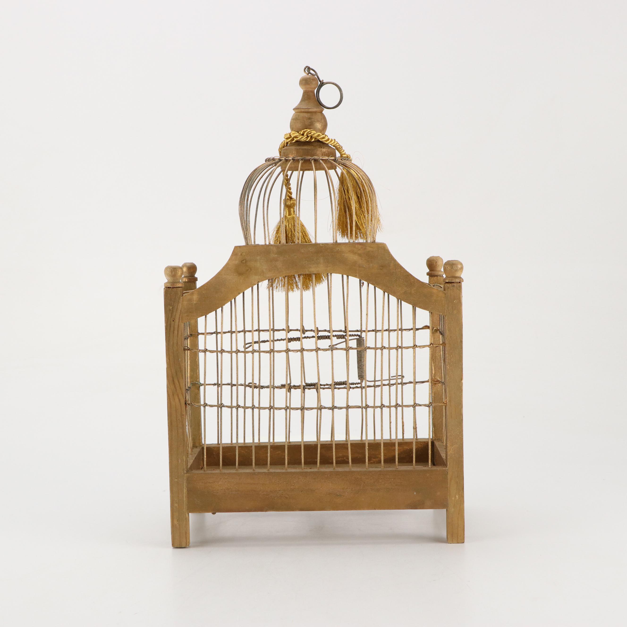 Victorian Style Giltwood and Wire Decorative Birdcage