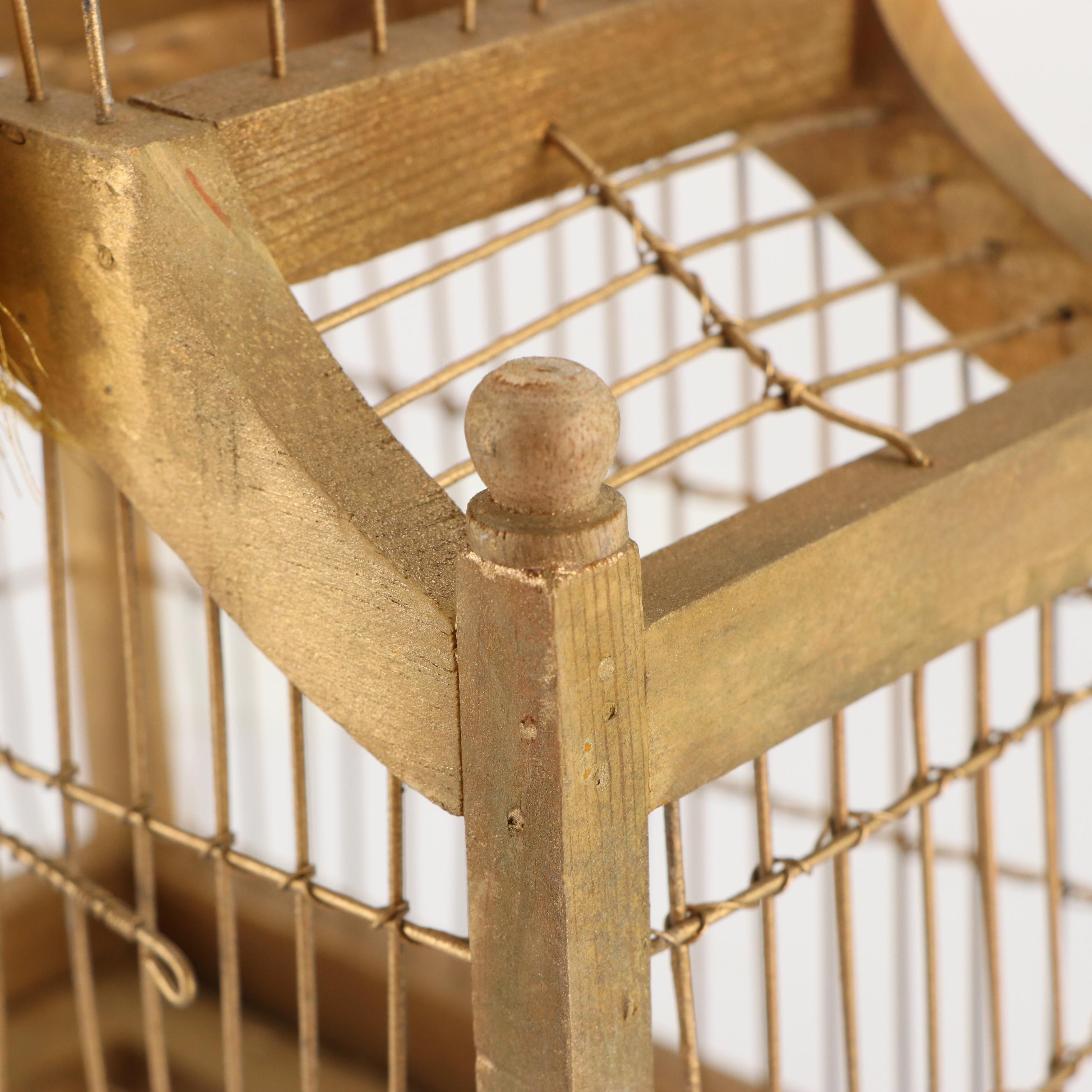 Victorian Style Giltwood and Wire Decorative Birdcage