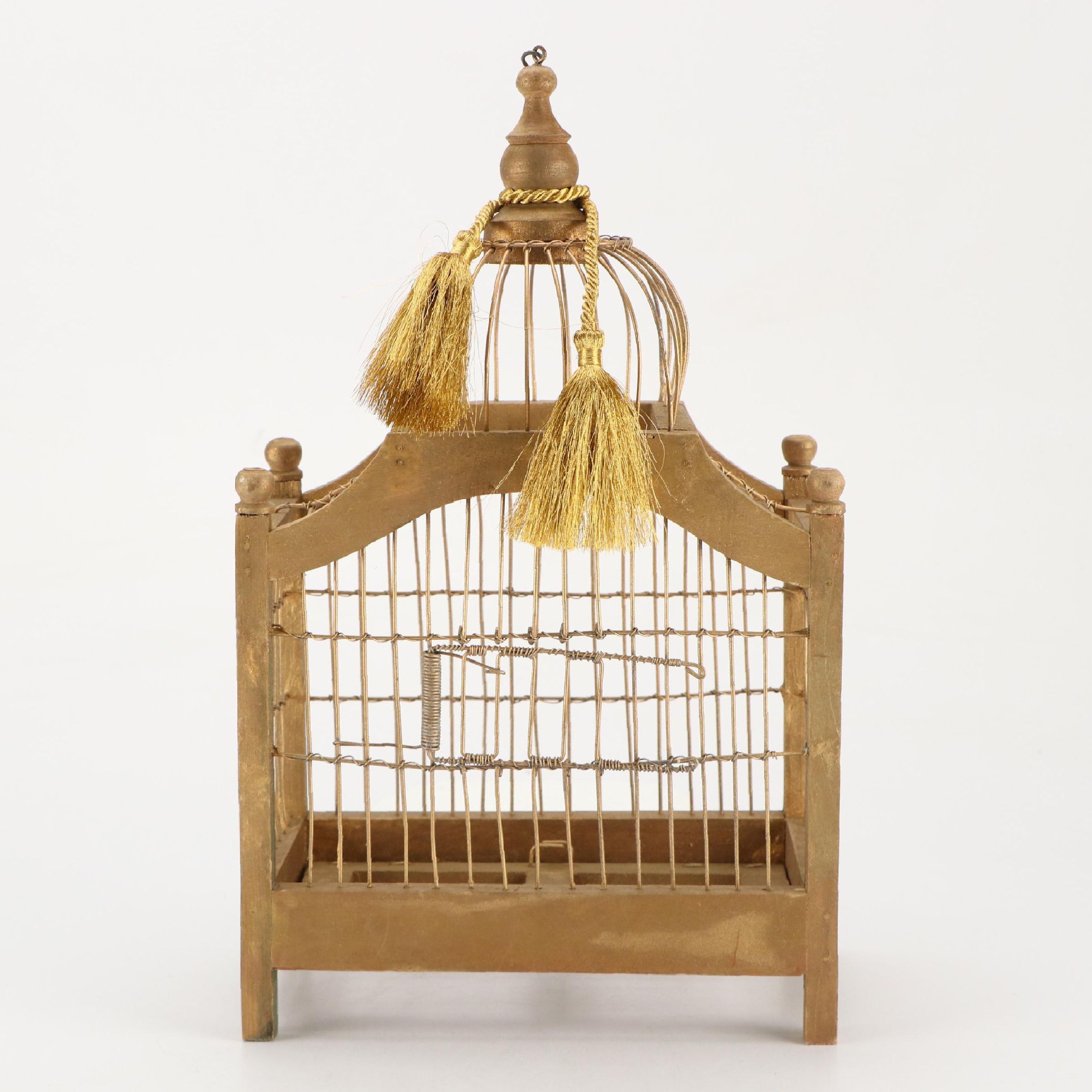 Victorian Style Giltwood and Wire Decorative Birdcage