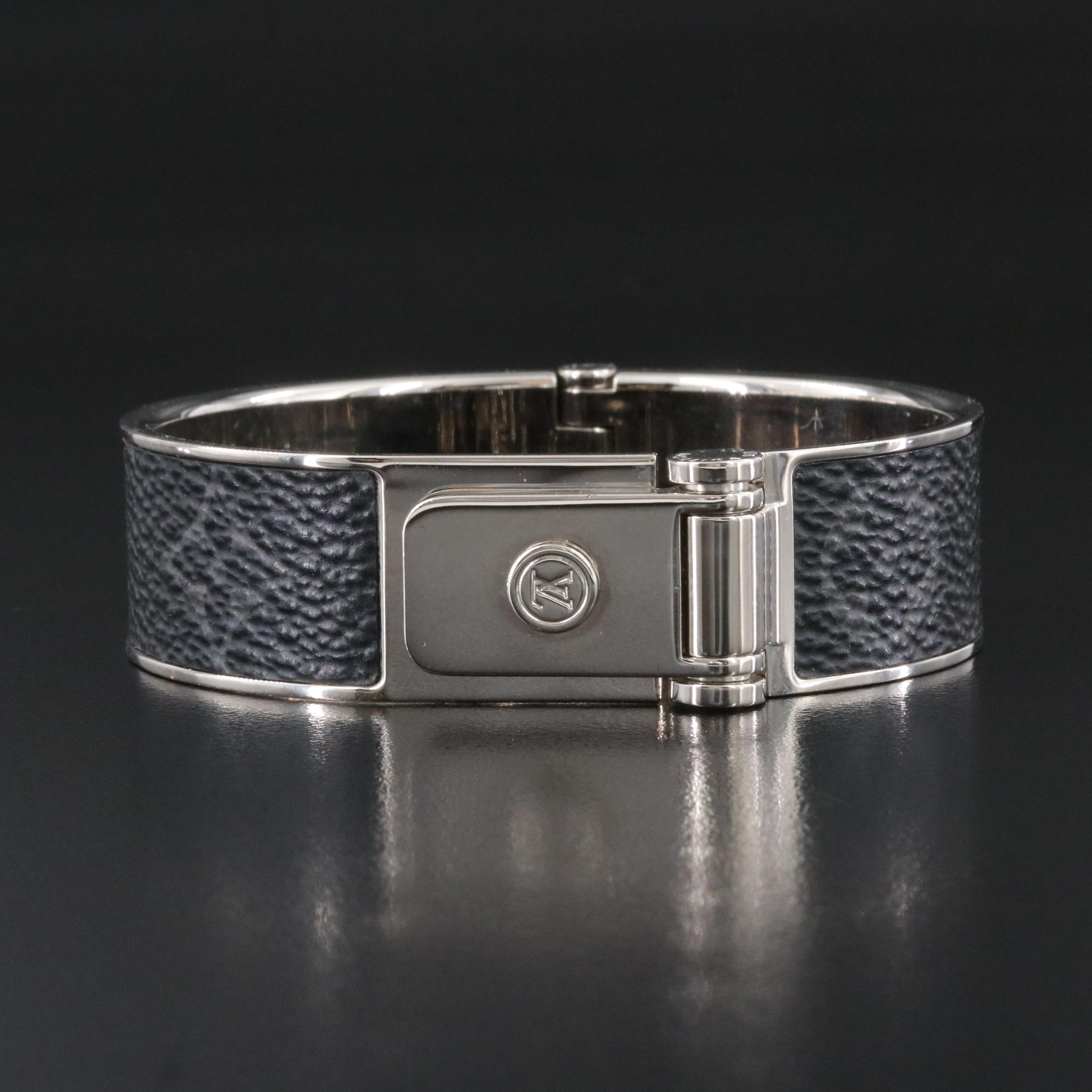 Louis Vuitton Black Monogram Magnetic Buckle Bracelet