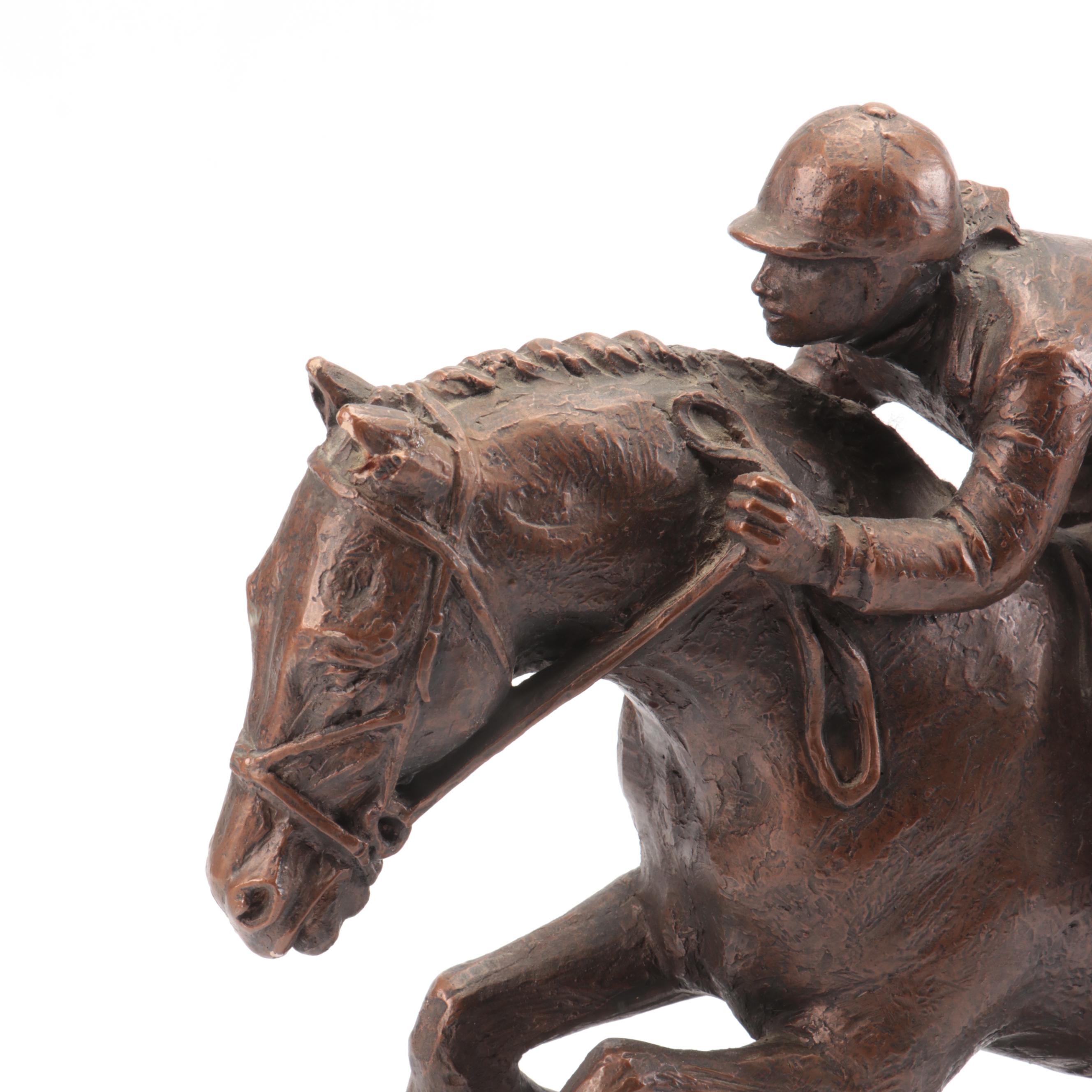 Austin Productions Chalkware Steeplechase Jockey on Horse, 1980