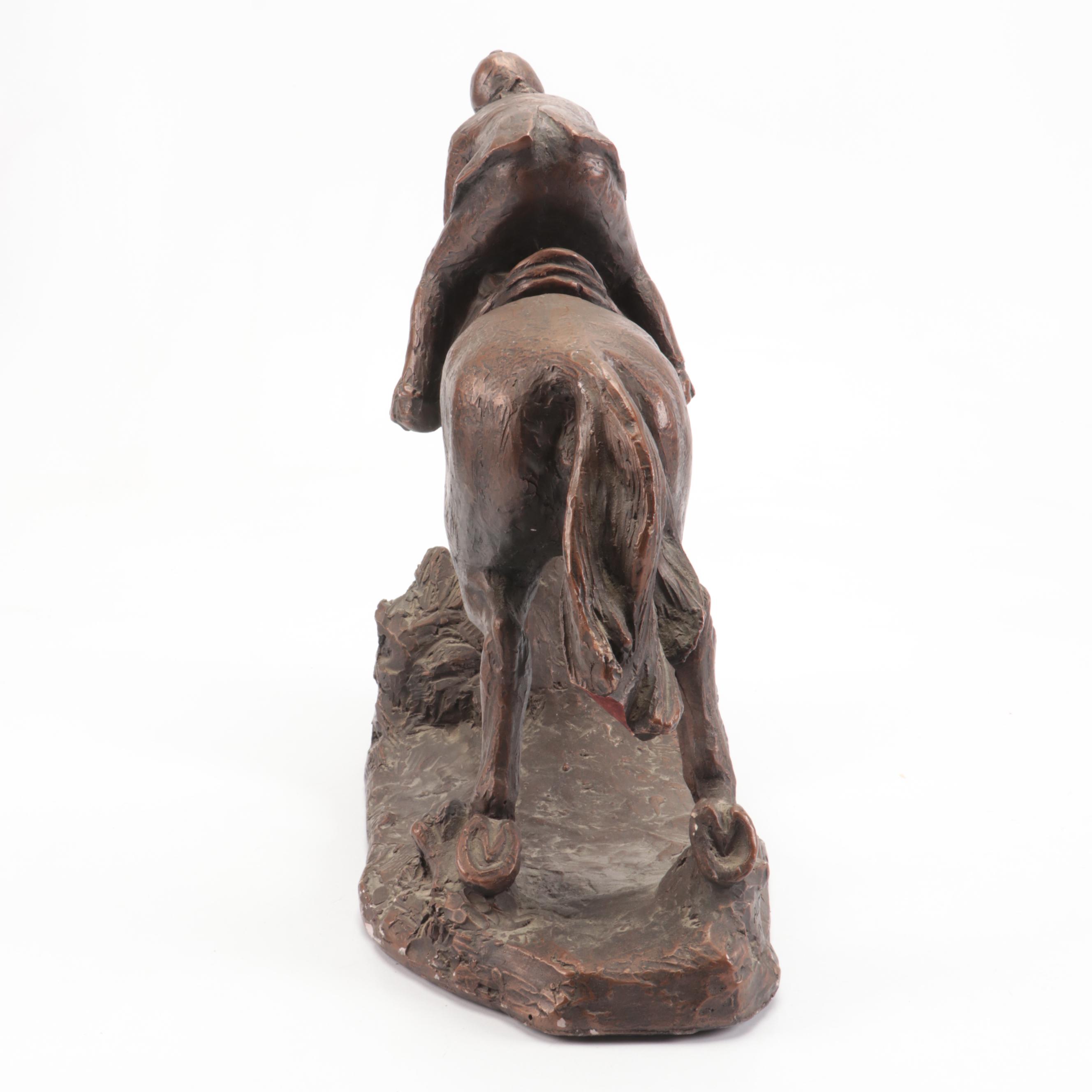 Austin Productions Chalkware Steeplechase Jockey on Horse, 1980