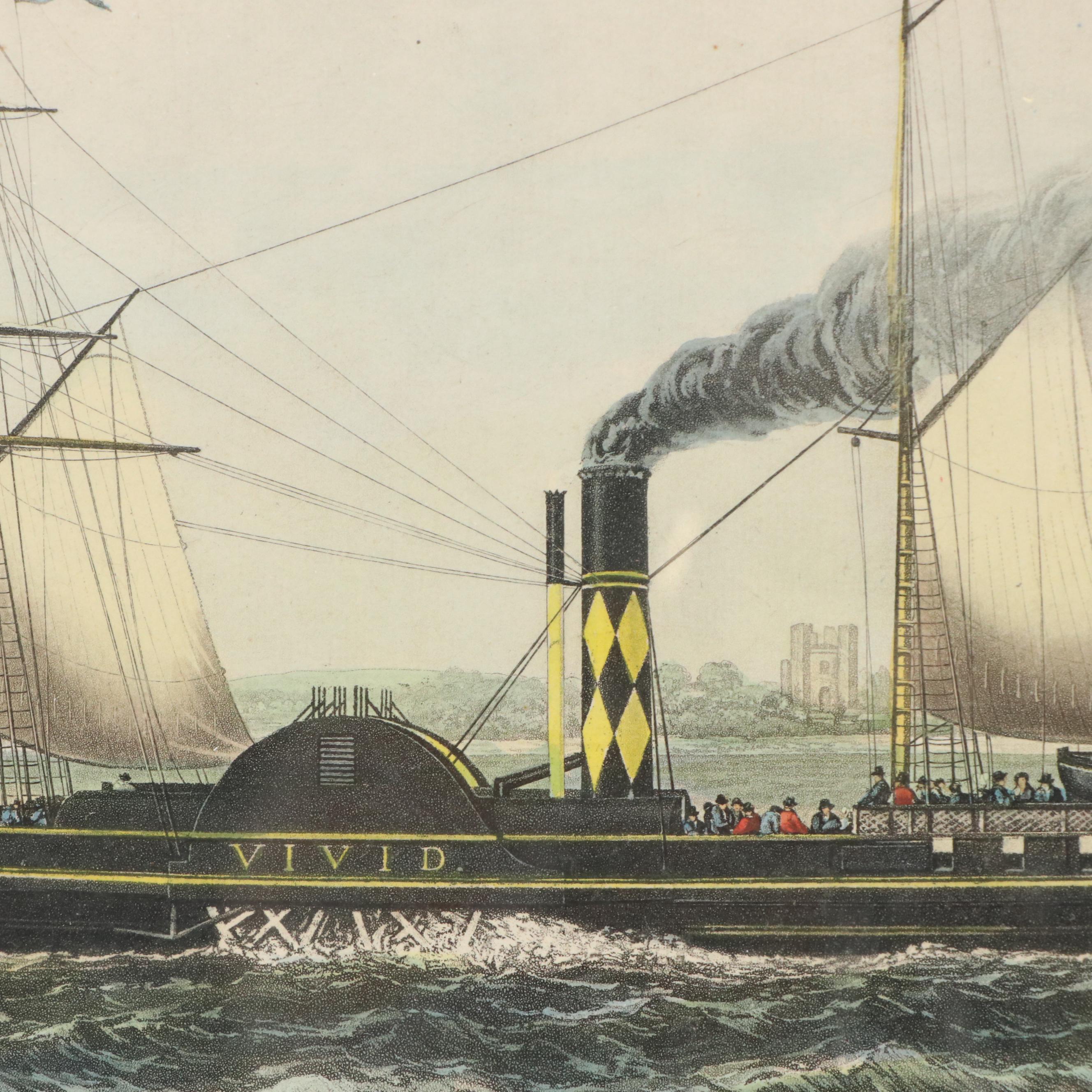 Hand-Colored Aquatint "Vivid and Waterwitch, Off Orforness in a Breeze"