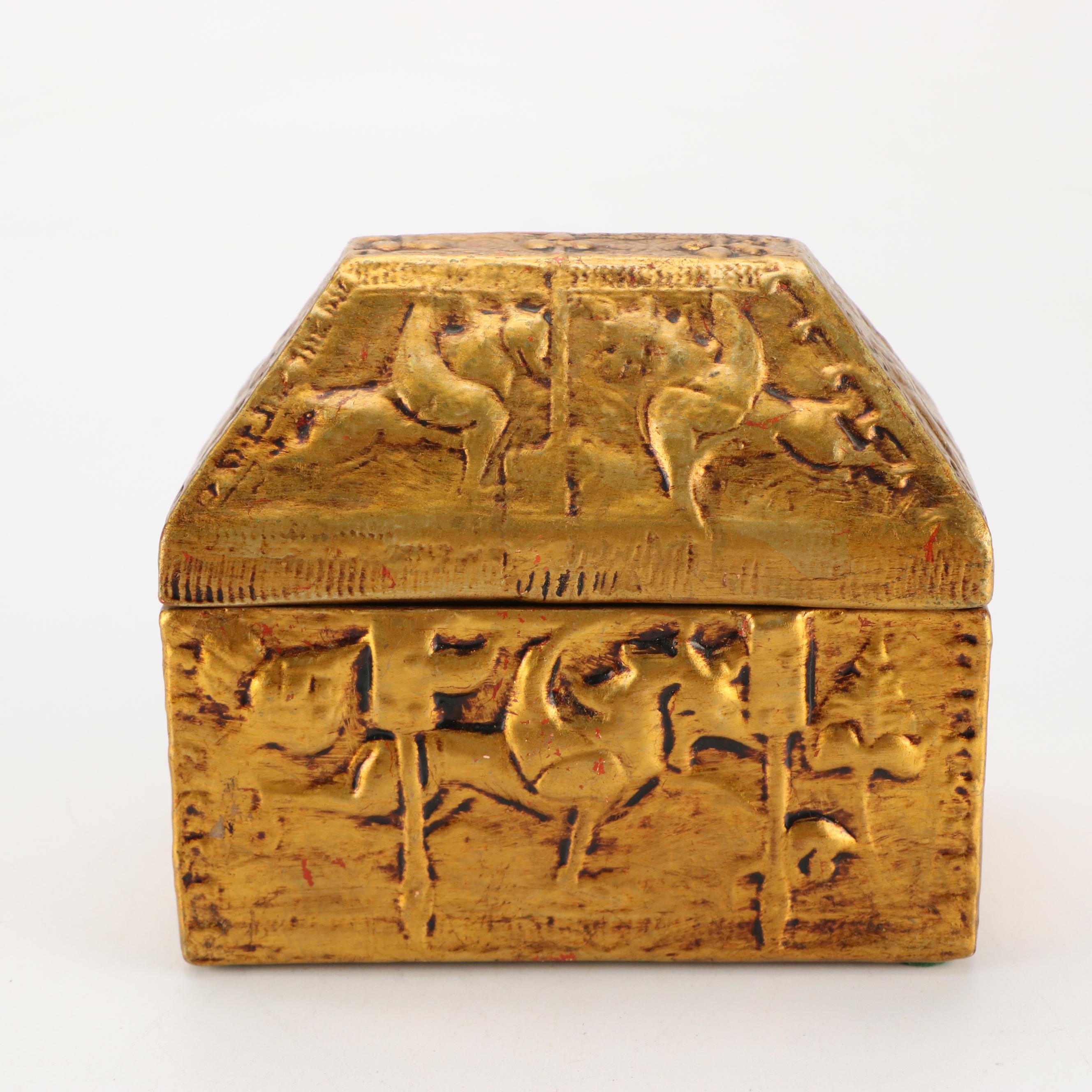 Mt. St. Helen Volcanic Ash Sculpture with Gilt Ceramic Box