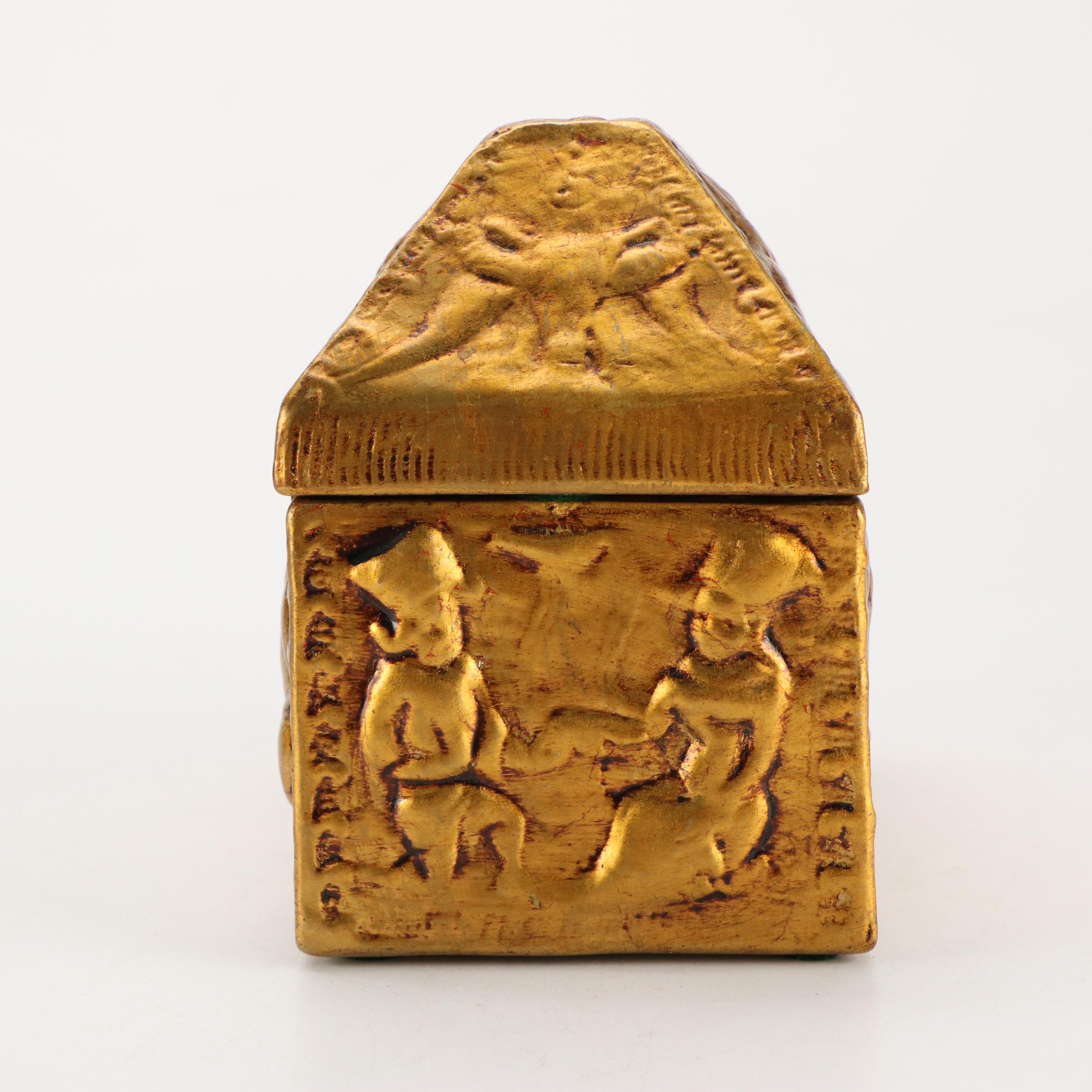Mt. St. Helen Volcanic Ash Sculpture with Gilt Ceramic Box
