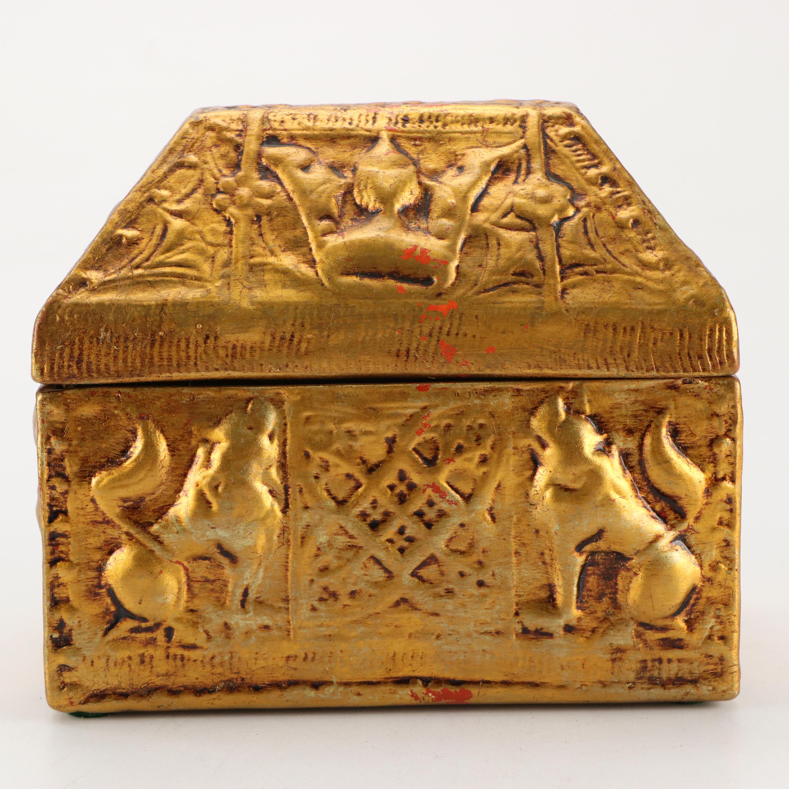 Mt. St. Helen Volcanic Ash Sculpture with Gilt Ceramic Box
