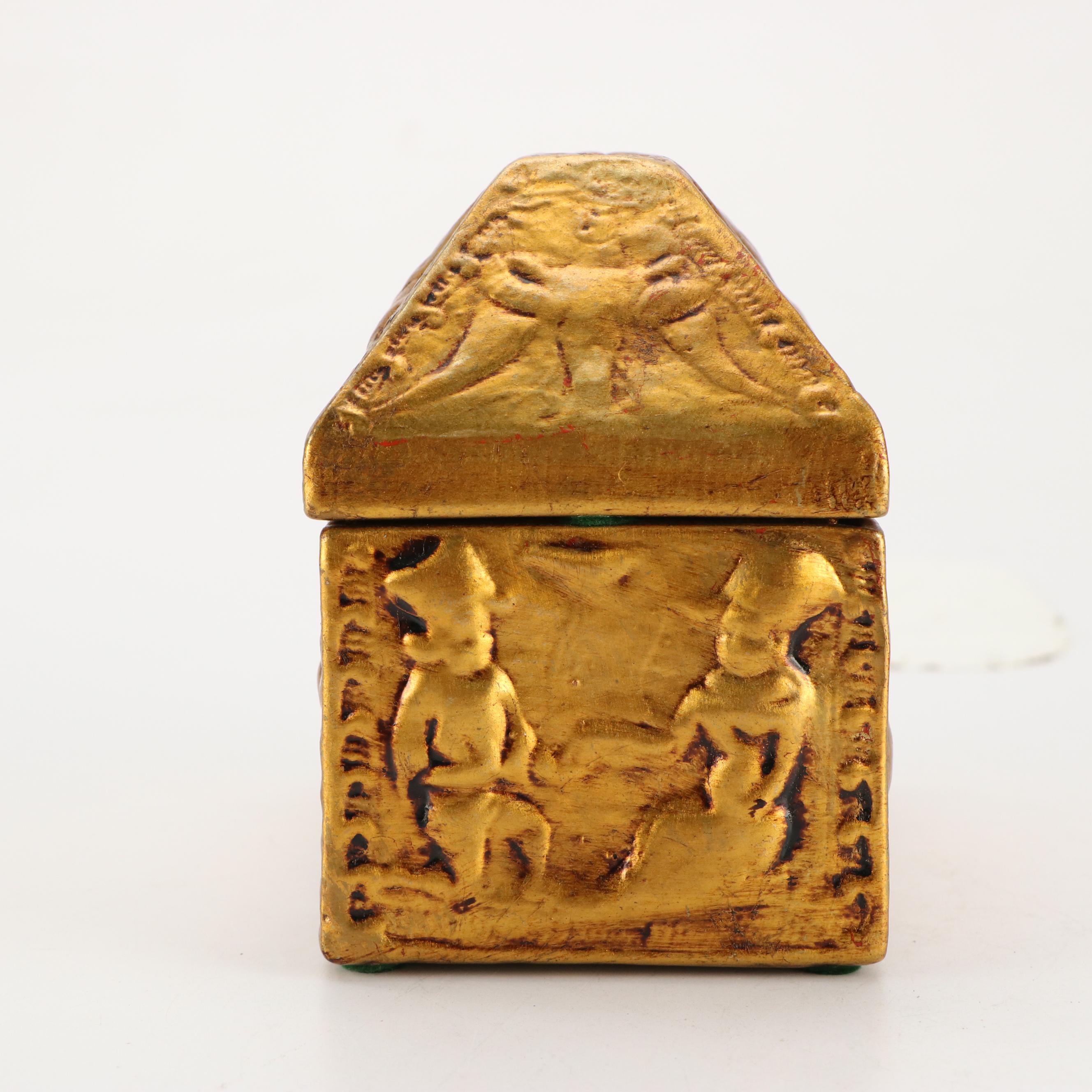 Mt. St. Helen Volcanic Ash Sculpture with Gilt Ceramic Box