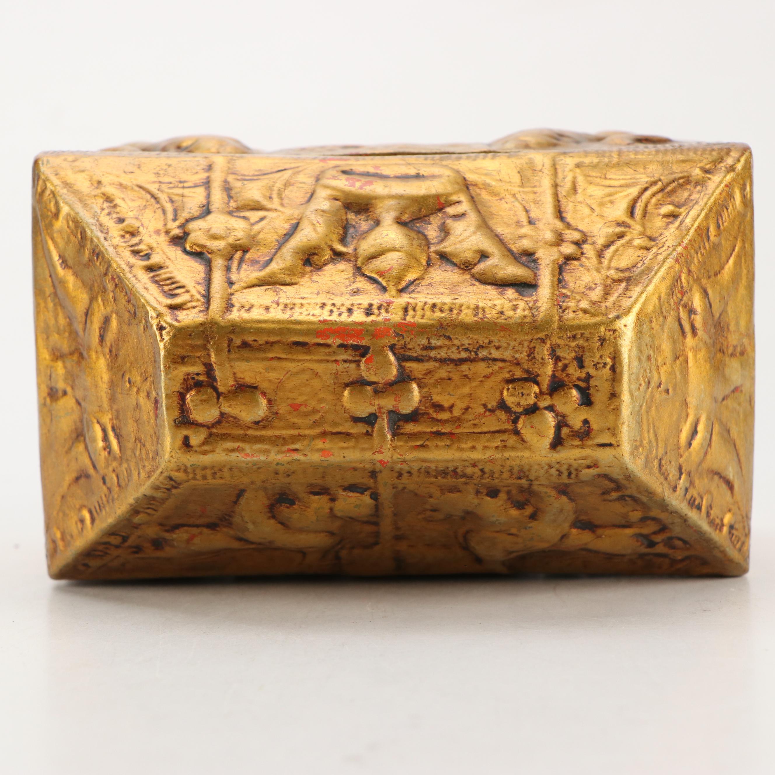 Mt. St. Helen Volcanic Ash Sculpture with Gilt Ceramic Box