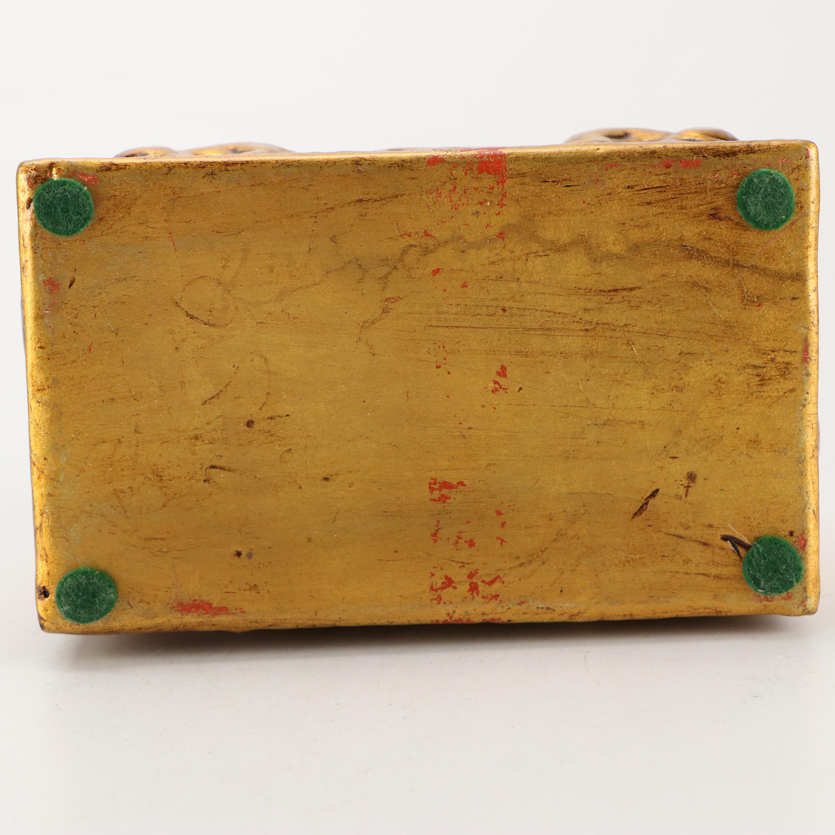 Mt. St. Helen Volcanic Ash Sculpture with Gilt Ceramic Box