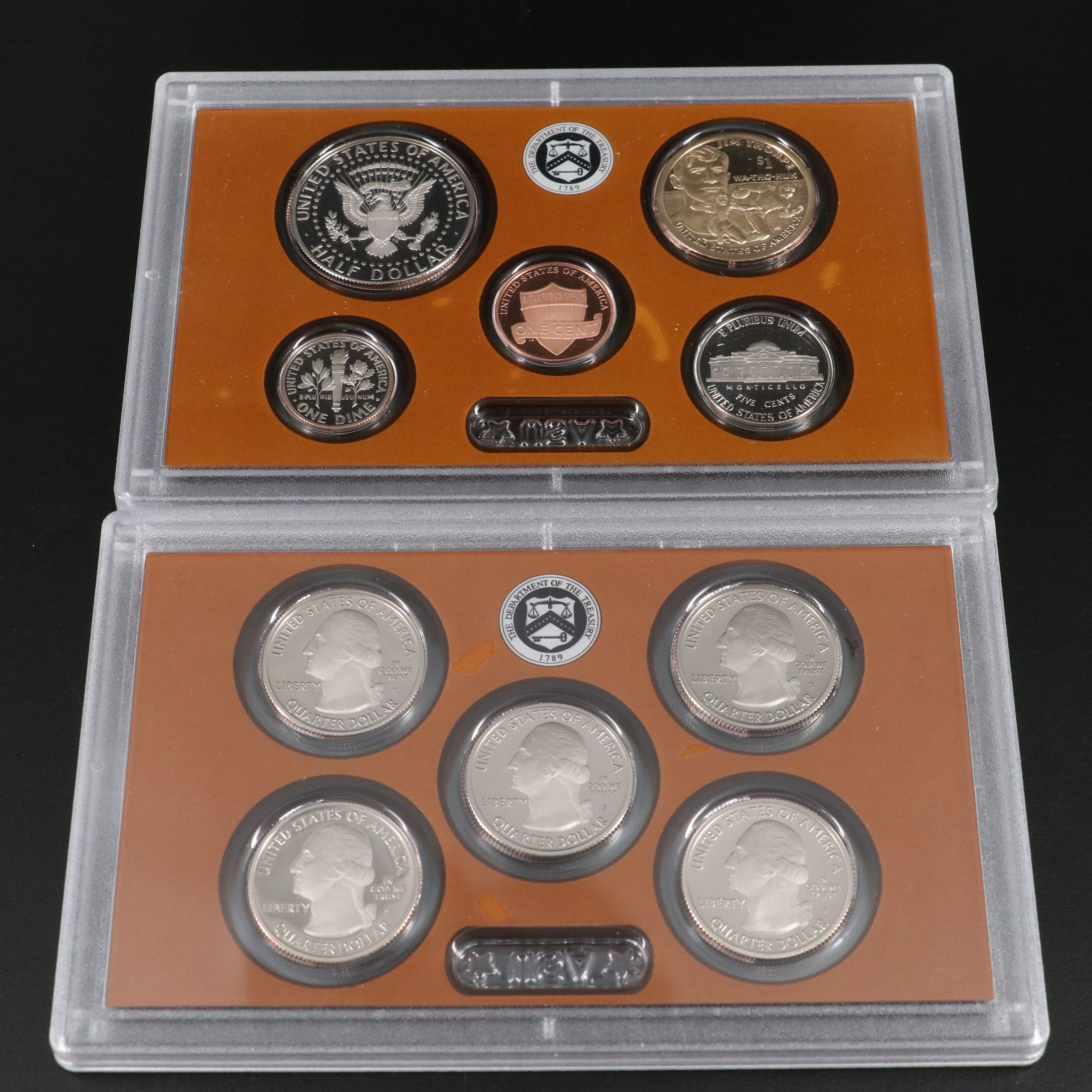 Twelve U.S. Mint Proof Sets, Including Silver 1961 Set