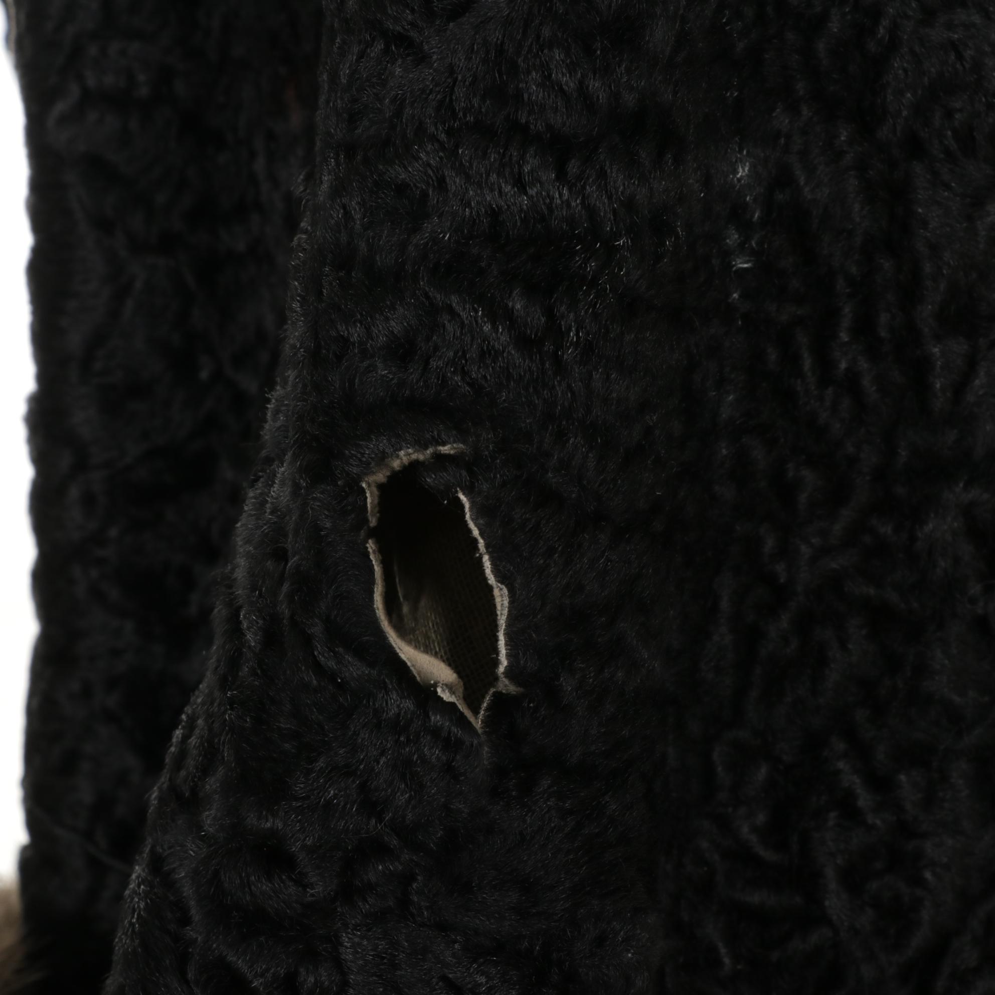 Persian Lamb Fur Swing Coat with Mink Fur Cuff Sleeves by H. Walzer & Co.